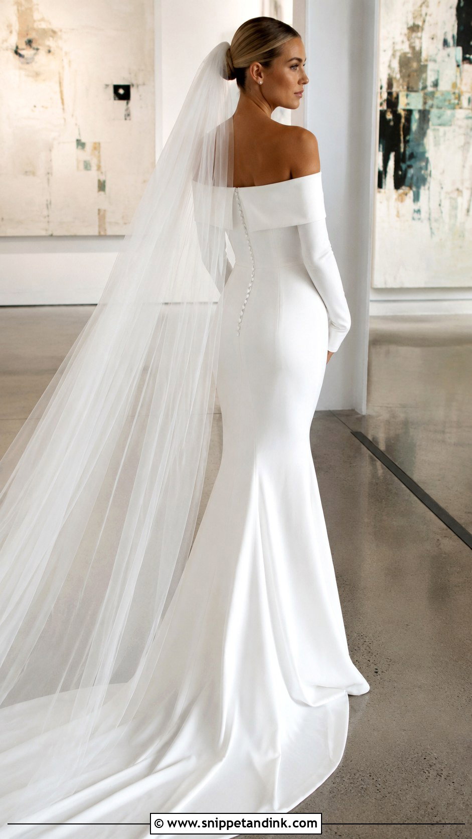 Hailey Baldwin Minimal Crepe Mermaid Wedding Dress - Snippet and Ink - 20 Hailey Baldwin Wedding Dress Ideas