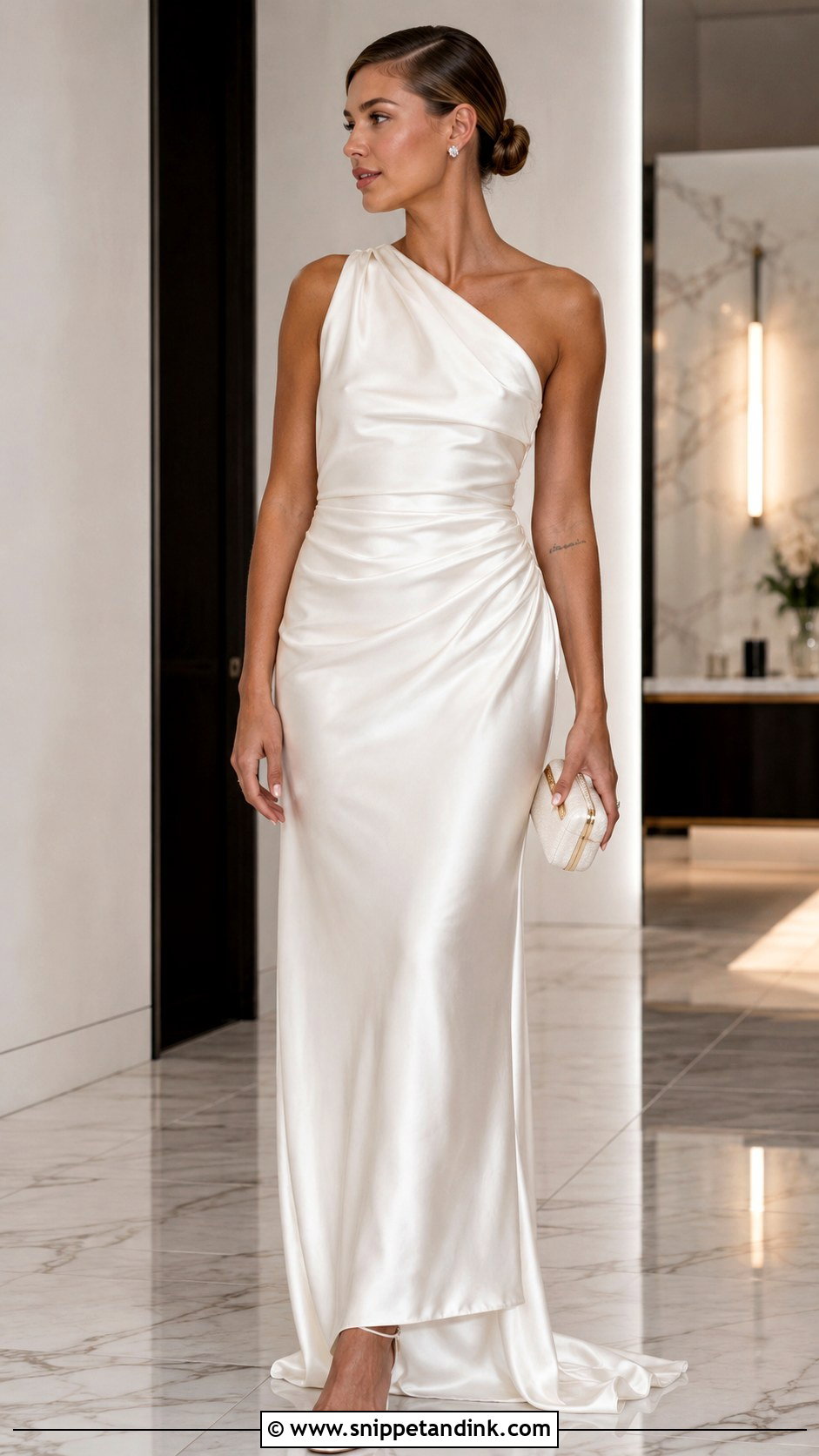 Hailey Baldwin One Shoulder Satin Wedding Dress - Snippet and Ink - 20 Hailey Baldwin Wedding Dress Ideas