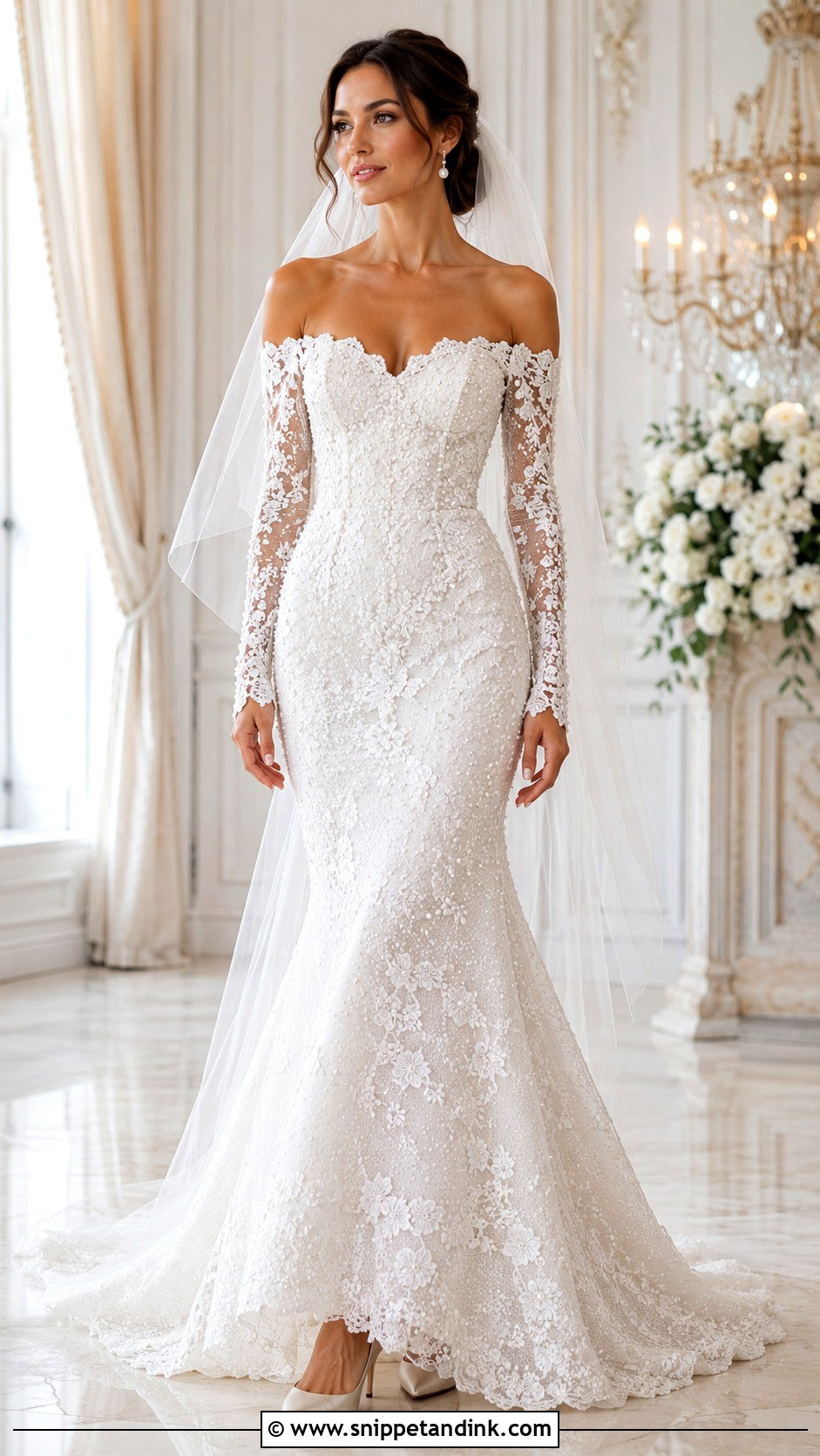 Hailey Baldwin Pearl Embellished Lace Wedding Dress - Snippet and Ink - 20 Hailey Baldwin Wedding Dress Ideas