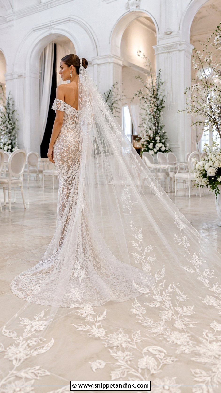 Hailey Baldwin Statement Veil Wedding Dress - Snippet and Ink - 20 Hailey Baldwin Wedding Dress Ideas