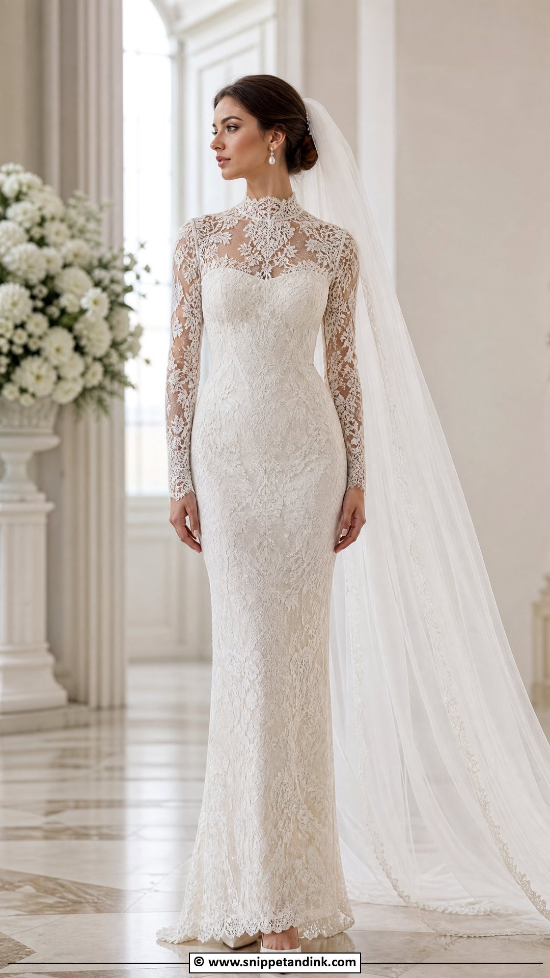 Hailey Bieber High Neck Lace Wedding Dress - Snippet and Ink - 35 Hailey Bieber Wedding Dress Ideas