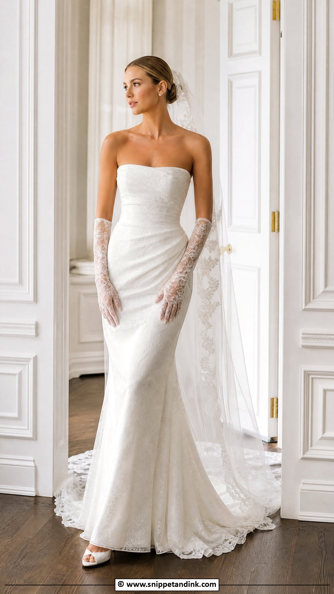Hailey Bieber Lace Gloves Wedding Dress - Snippet and Ink - 35 Hailey Bieber Wedding Dress Ideas
