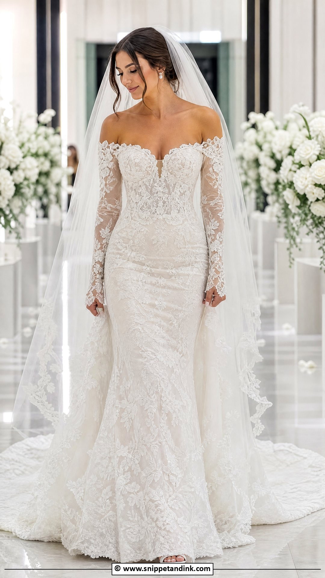 Hailey Bieber Lace Train Wedding Dress - Snippet and Ink - 35 Hailey Bieber Wedding Dress Ideas