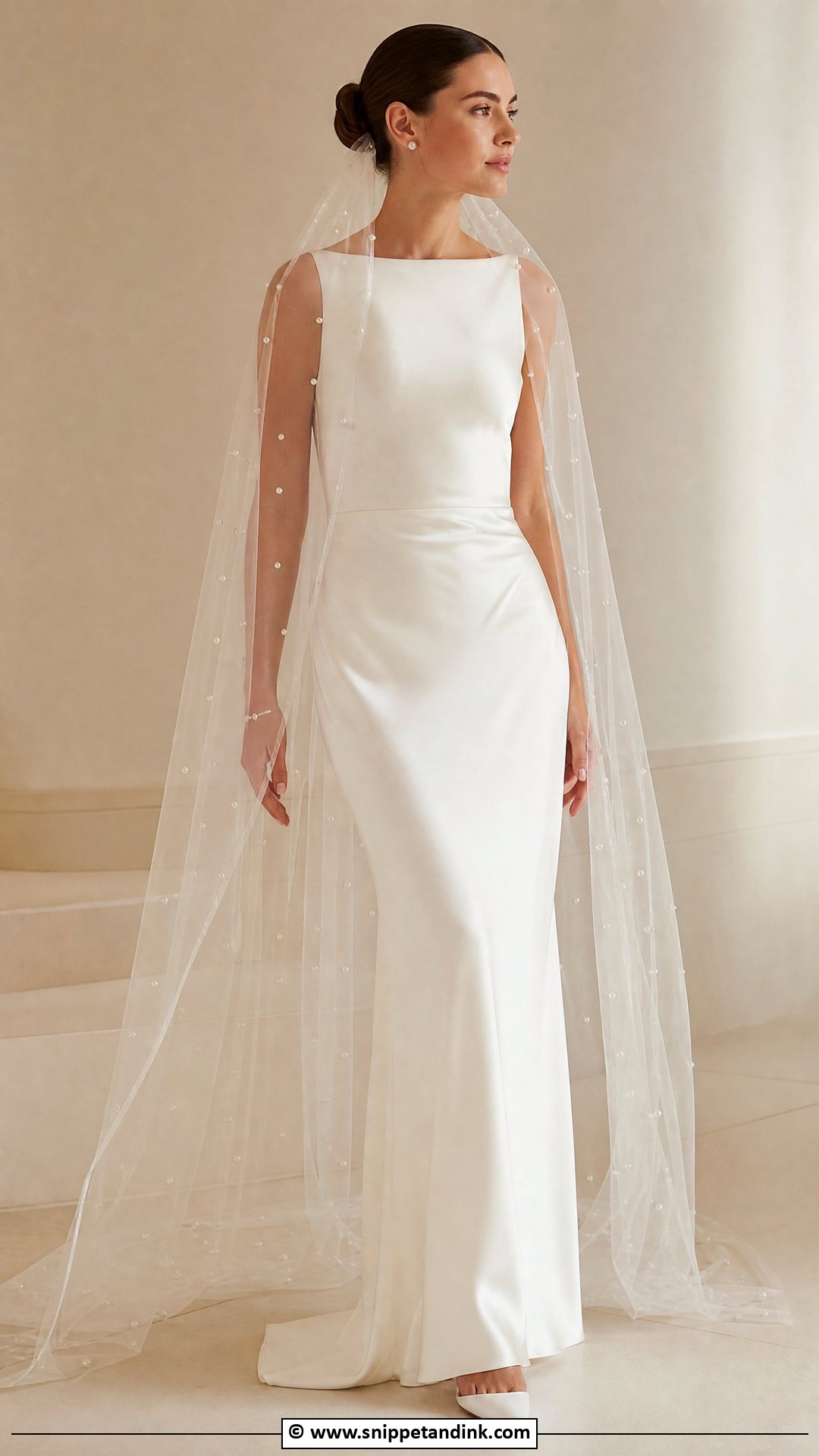 Hailey Bieber Pearl Veil Wedding Dress - Snippet and Ink - 35 Hailey Bieber Wedding Dress Ideas