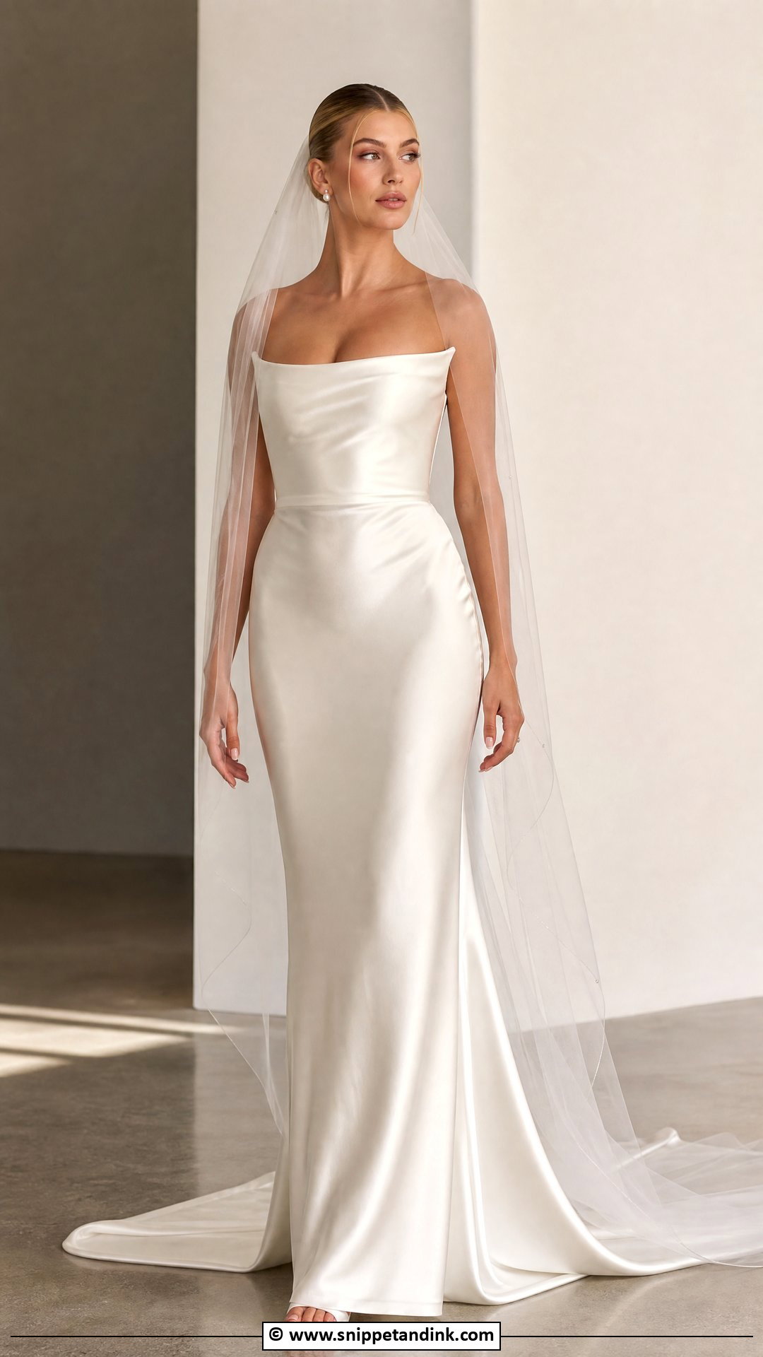 Hailey Bieber Satin Wedding Dress - Snippet and Ink - 35 Hailey Bieber Wedding Dress Ideas