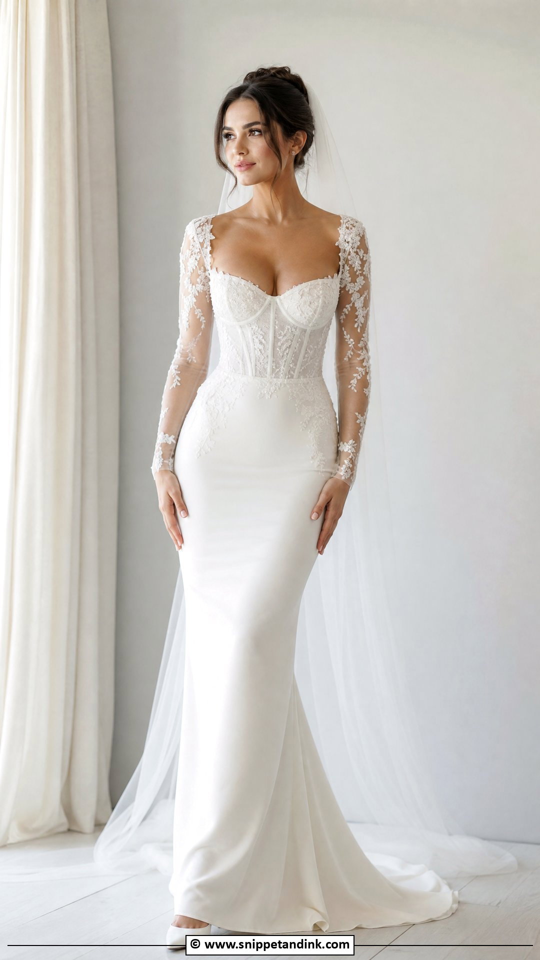 Hailey Bieber Sheer Sleeve Wedding Dress - Snippet and Ink - 35 Hailey Bieber Wedding Dress Ideas