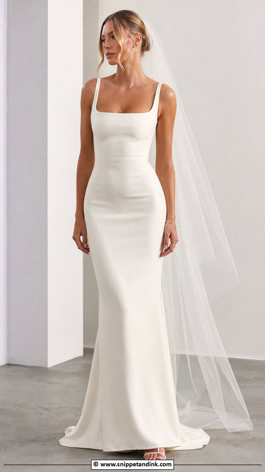 Hailey Bieber Square Neck Wedding Dress - Snippet and Ink - 35 Hailey Bieber Wedding Dress Ideas