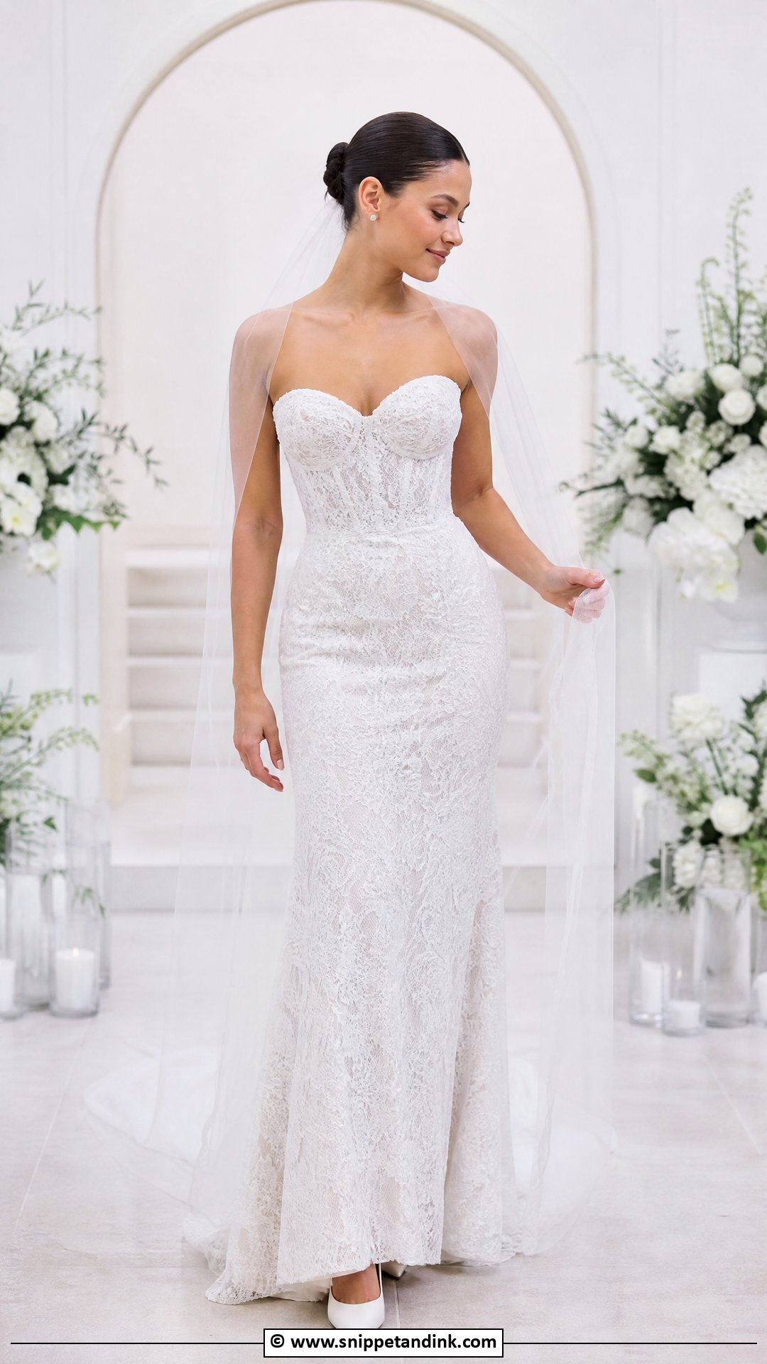 Hailey Bieber Strapless Lace Wedding Dress - Snippet and Ink - 35 Hailey Bieber Wedding Dress Ideas