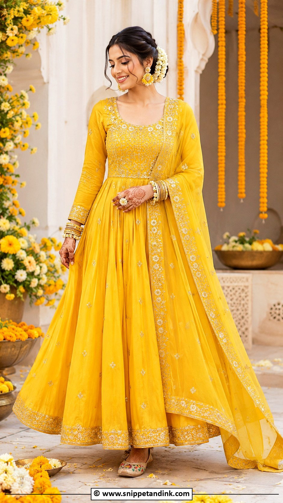 Haldi Anarkali Dress - Snippet and Ink - 30 Haldi Dress Ideas for Bride