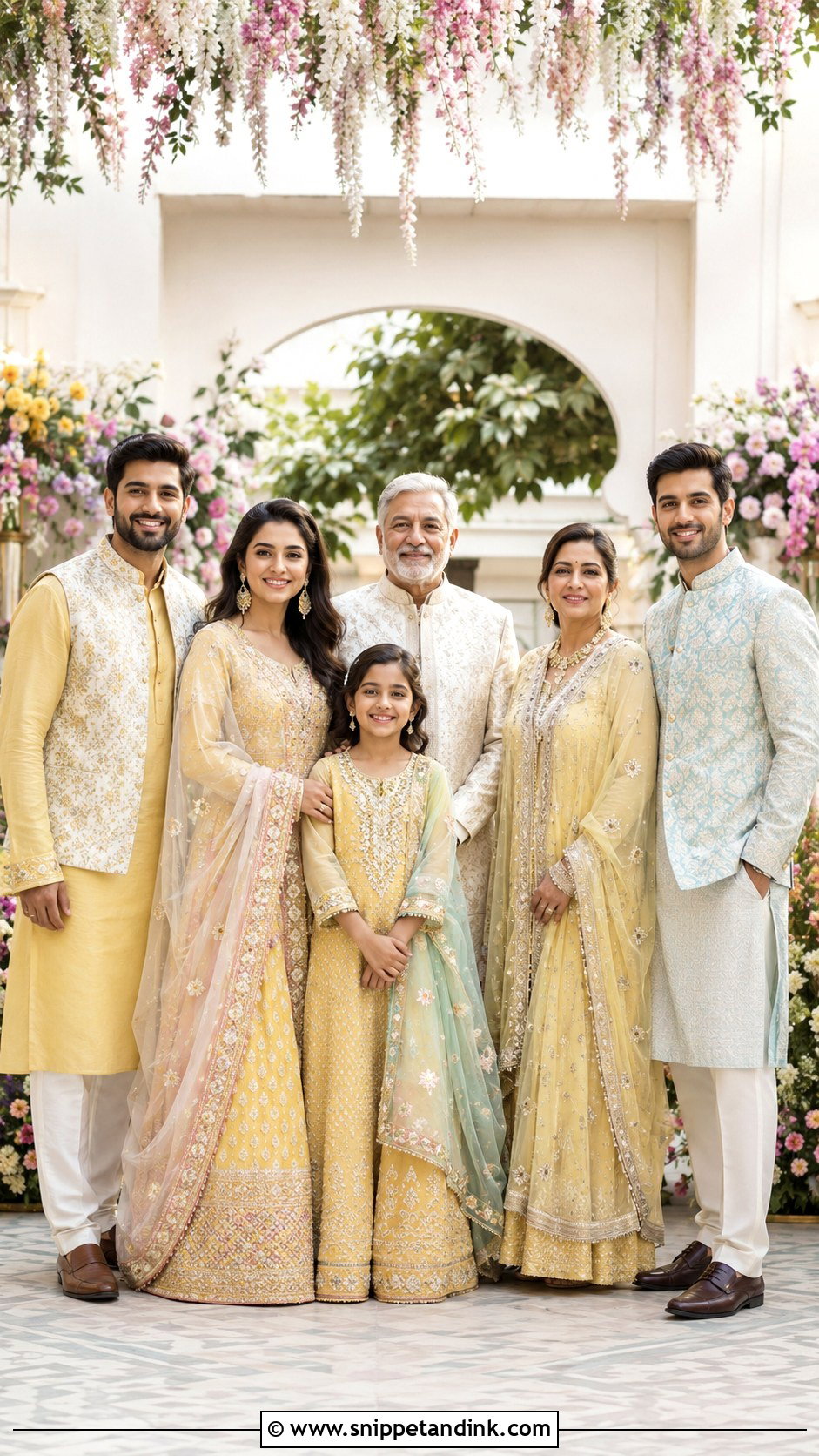 Haldi Anarkali Suit Family Outfit - Snippet and Ink - 25 Haldi Theme Dress for Family Ideas