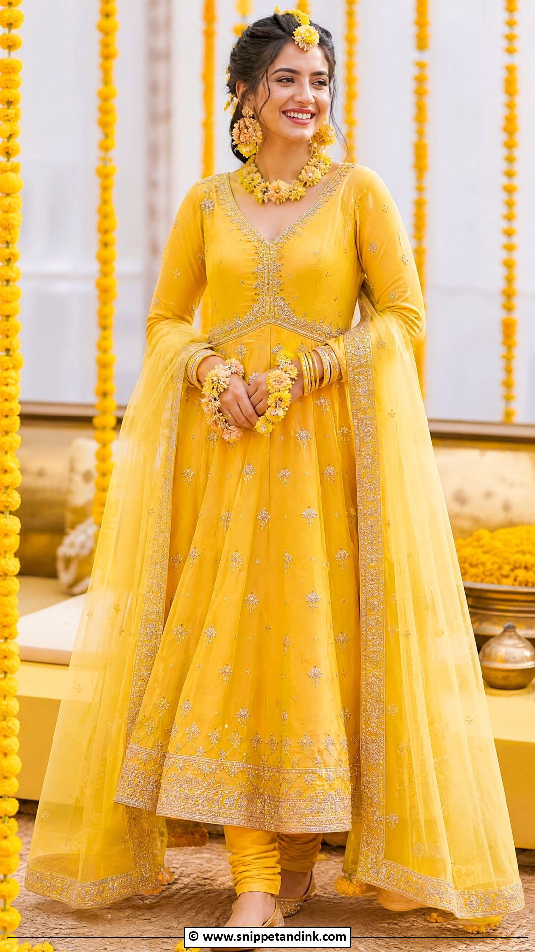 Haldi Anarkali Suit for Bride - Snippet and Ink - 35 Haldi Outfits for Bride