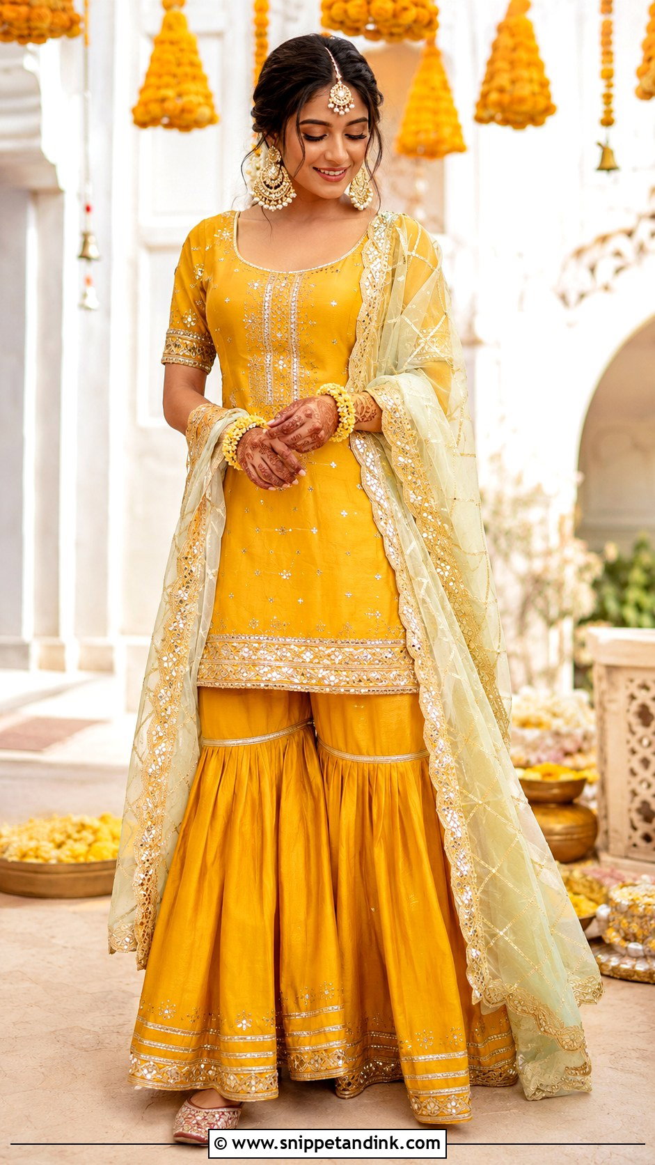 Haldi Bride Gharara Set - Snippet and Ink - 30 Haldi Bride Outfit Ideas