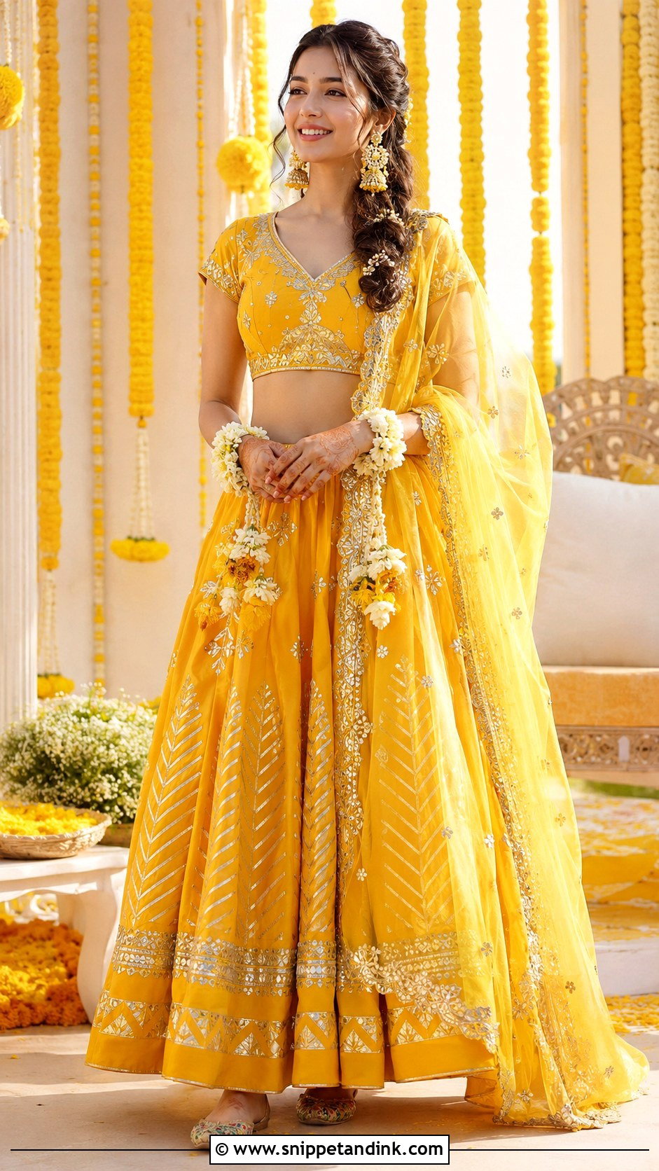 Haldi Bride Gota Patti Lehenga - Snippet and Ink - 30 Haldi Bride Outfit Ideas