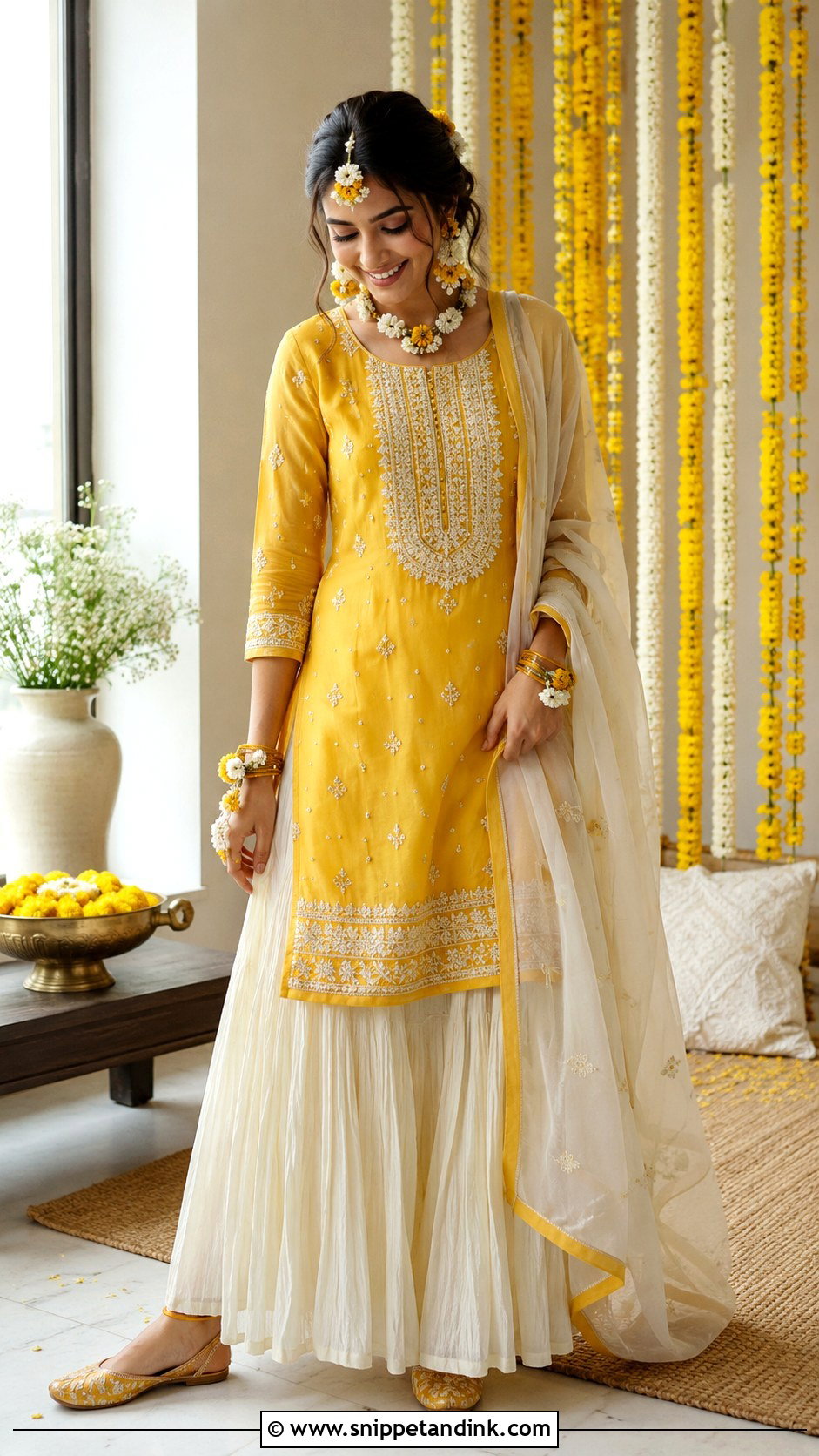 Haldi Bride Kurta And Skirt - Snippet and Ink - 30 Haldi Bride Outfit Ideas