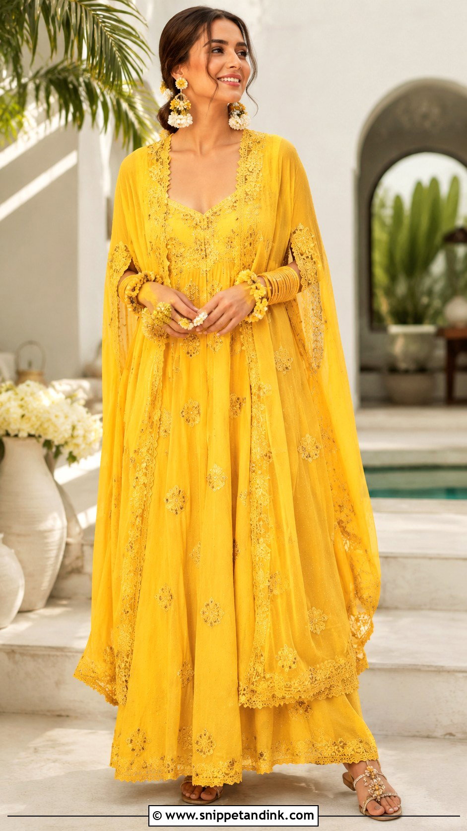 Haldi Bride Maxi Dress - Snippet and Ink - 30 Haldi Bride Outfit Ideas
