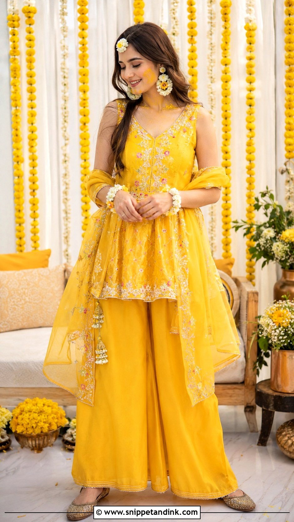 Haldi Bride Palazzo Set - Snippet and Ink - 30 Haldi Bride Outfit Ideas