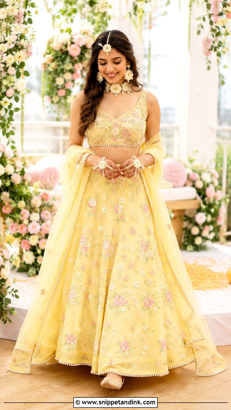 Haldi Bride Pastel Lehenga - Snippet and Ink - 30 Haldi Bride Outfit Ideas