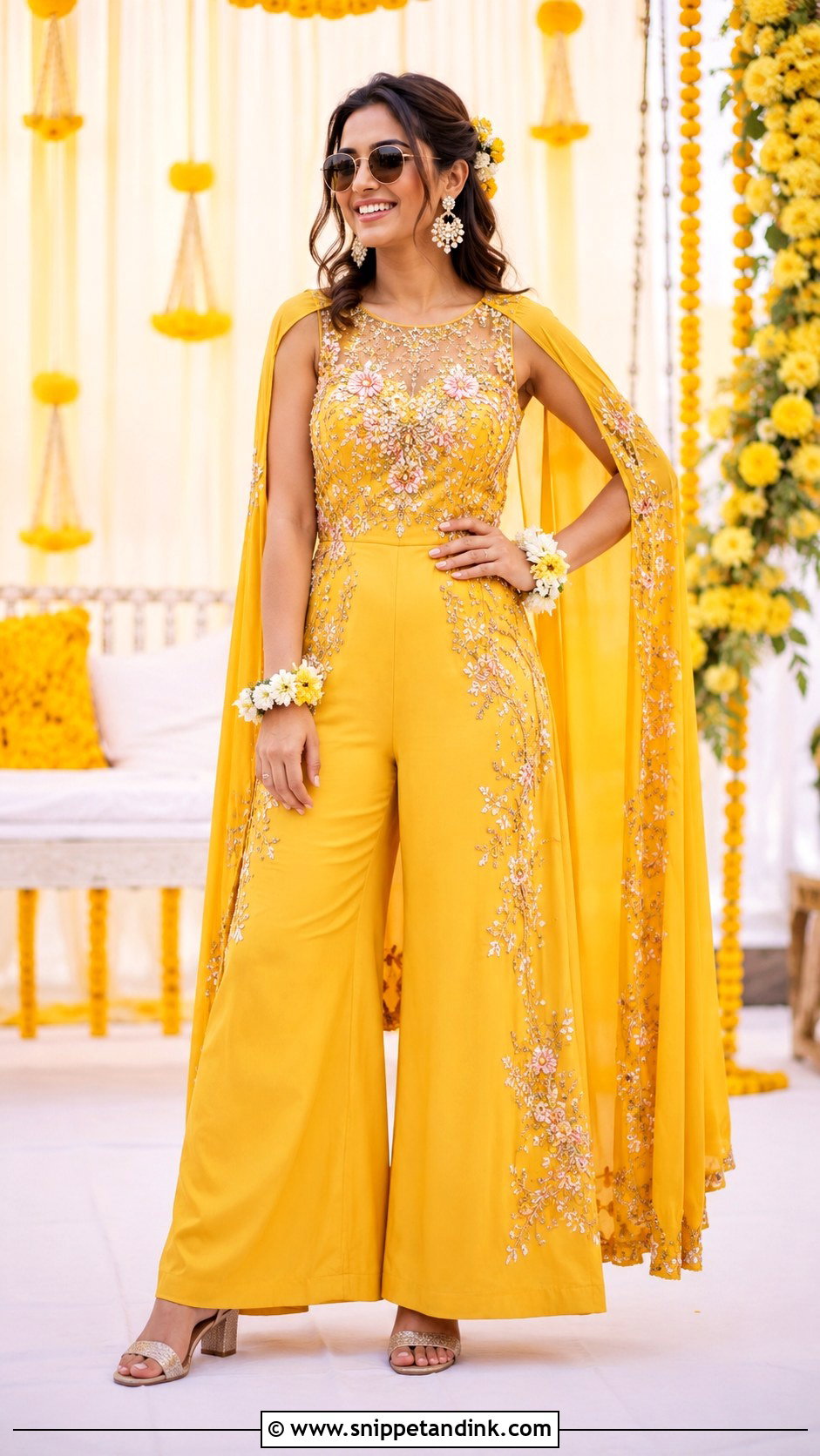 Haldi Bride Yellow Jumpsuit - Snippet and Ink - 30 Haldi Bride Outfit Ideas