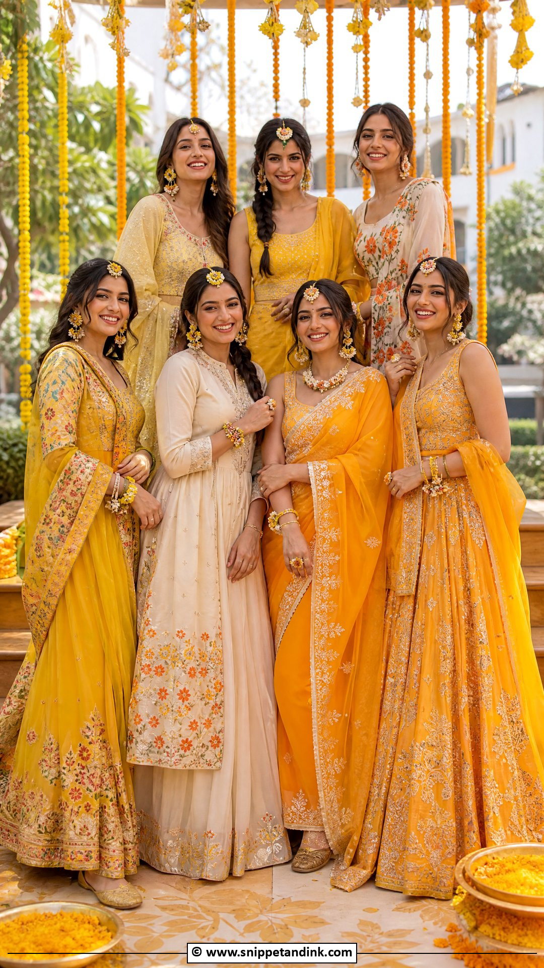 Haldi Bridesmaid Matching Outfit - Snippet and Ink - 35 Haldi Ceremony Outfit Ideas