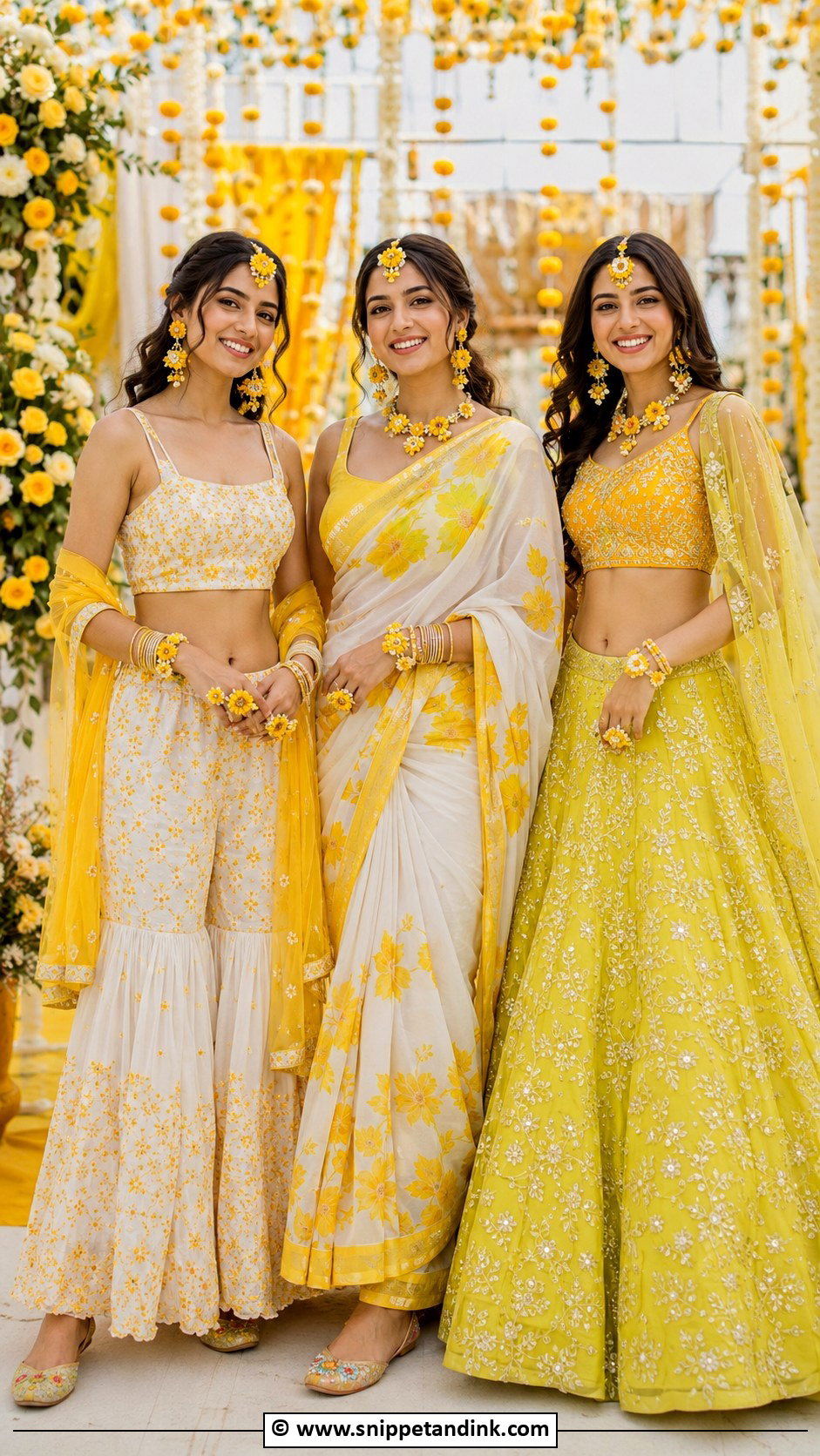 Haldi Bridesmaid Matching Outfit - Snippet and Ink - 30 Haldi Theme Ideas Outfit