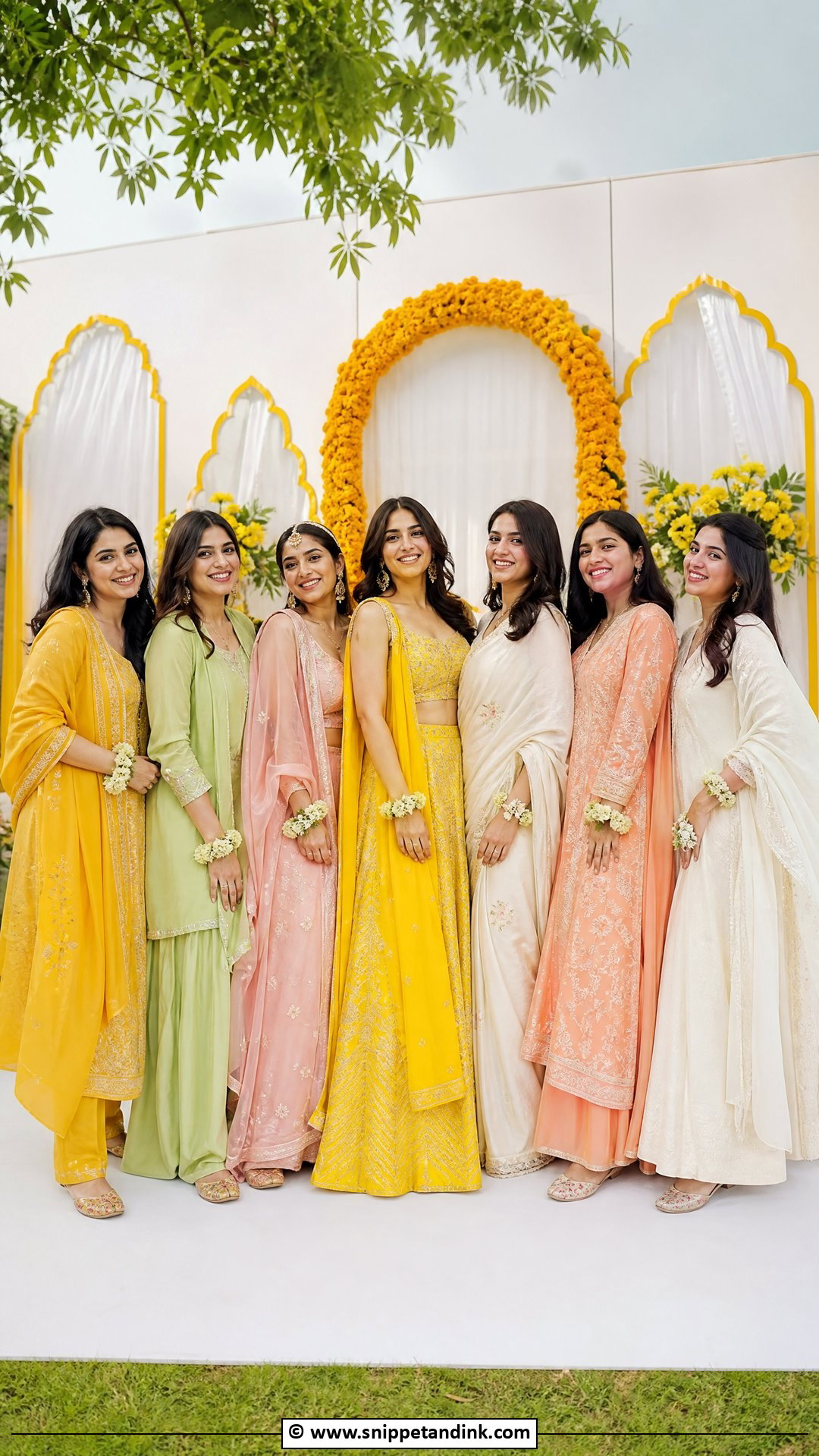 Haldi Bridesmaid Matching Outfits - Snippet and Ink - 35 Latest Haldi Outfits
