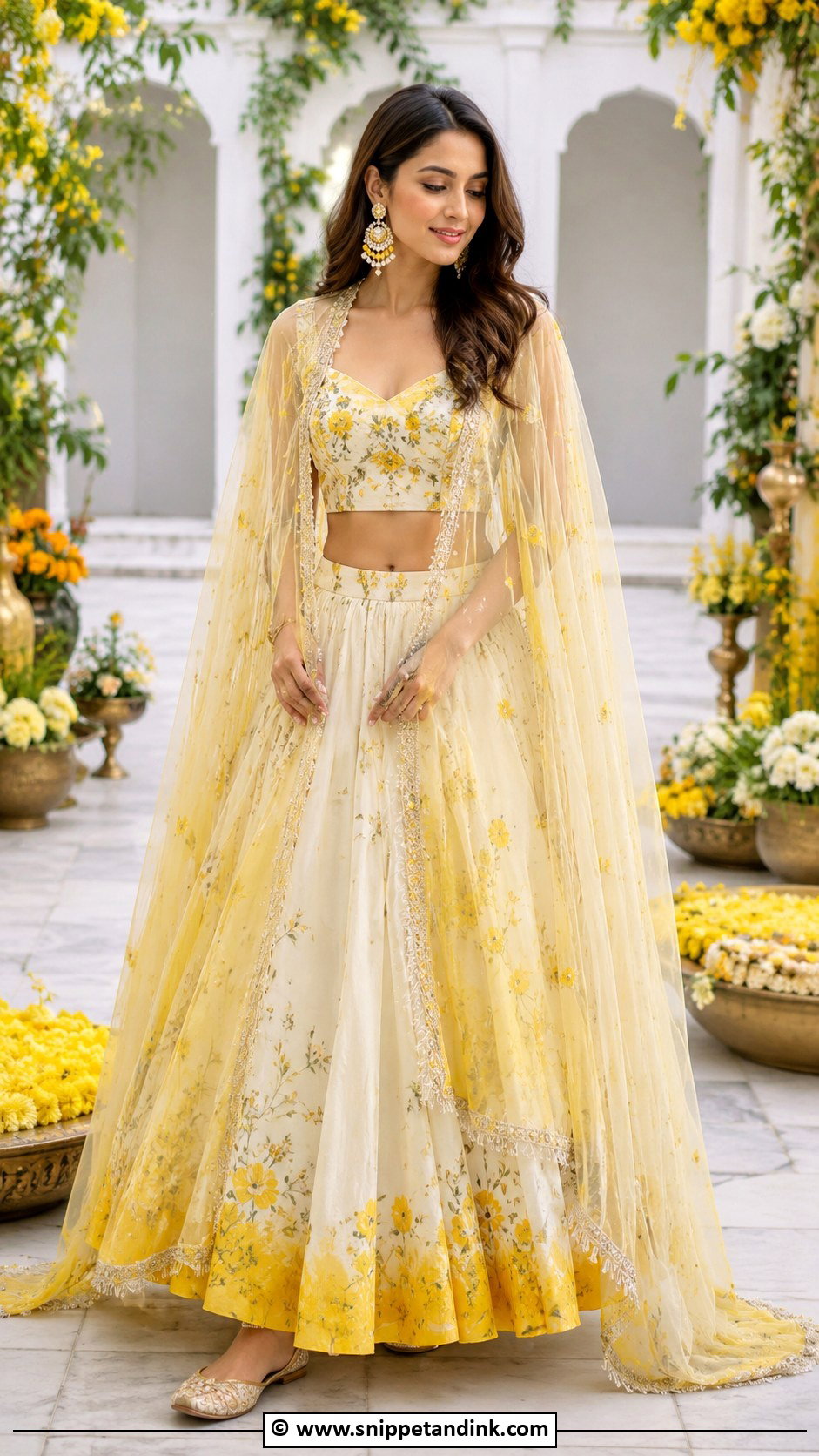 Haldi Cape Lehenga Set - Snippet and Ink - 35 Unique Haldi Outfits