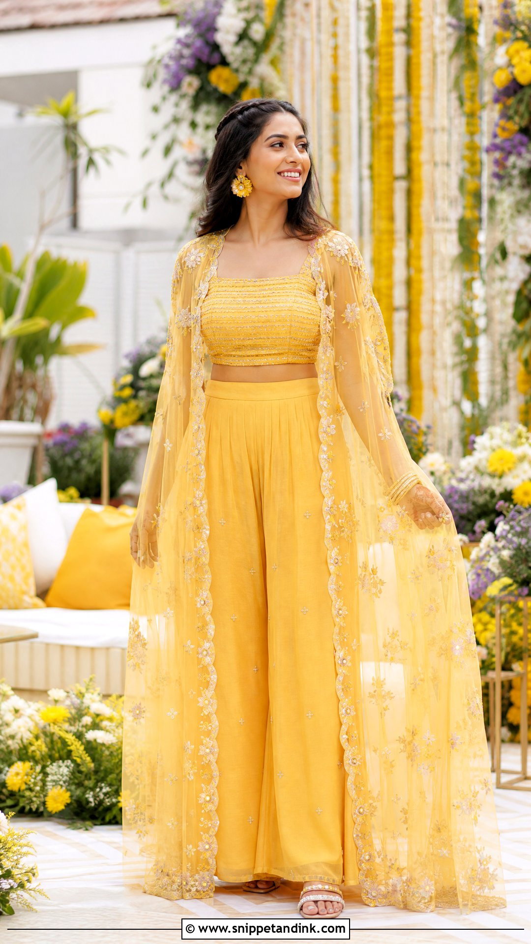 Haldi Cape Set For Bride - Snippet and Ink - 25 Haldi Function Dress for Bride Ideas