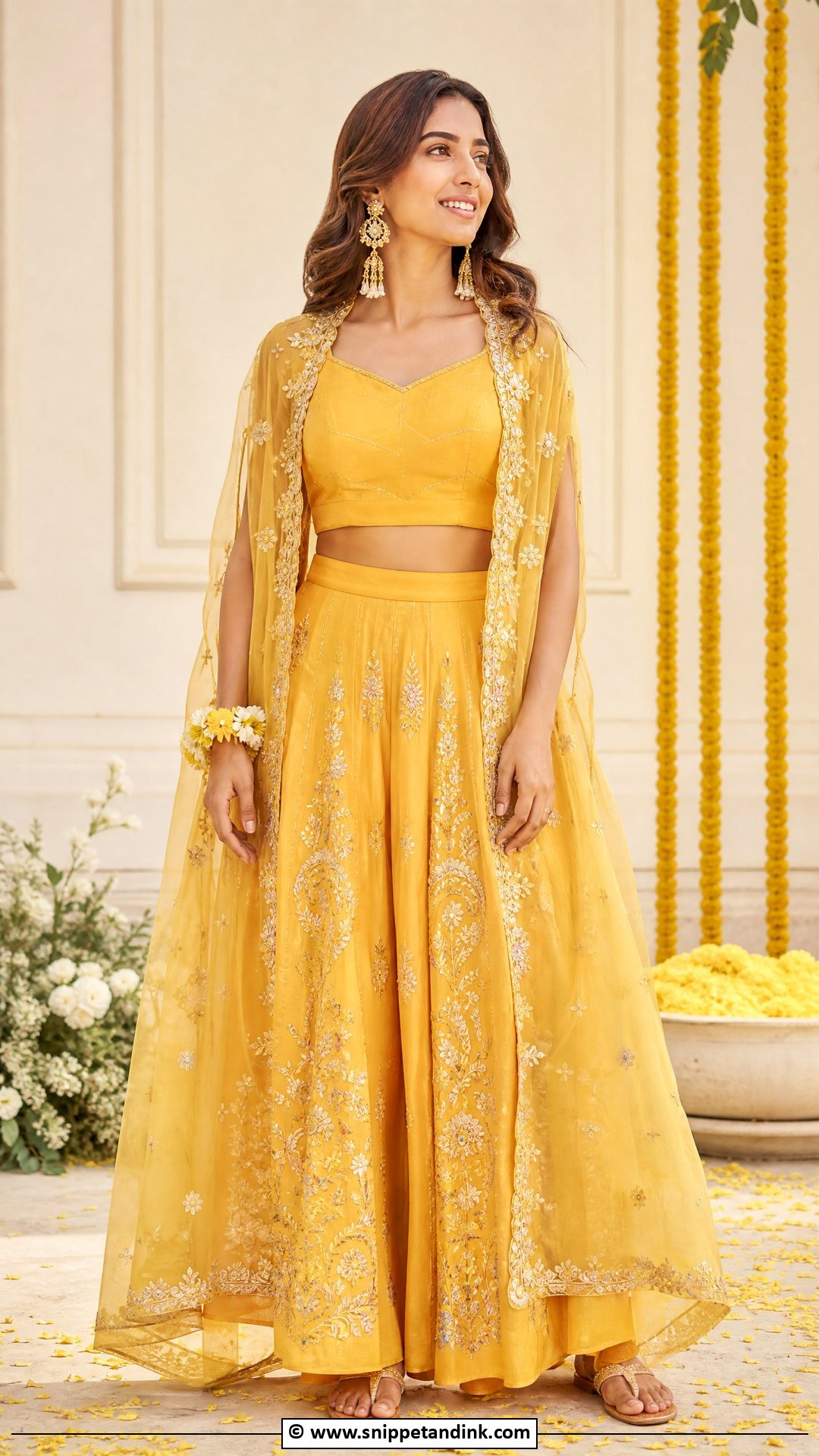 Haldi Cape Set Outfit - Snippet and Ink - 35 Latest Haldi Outfits