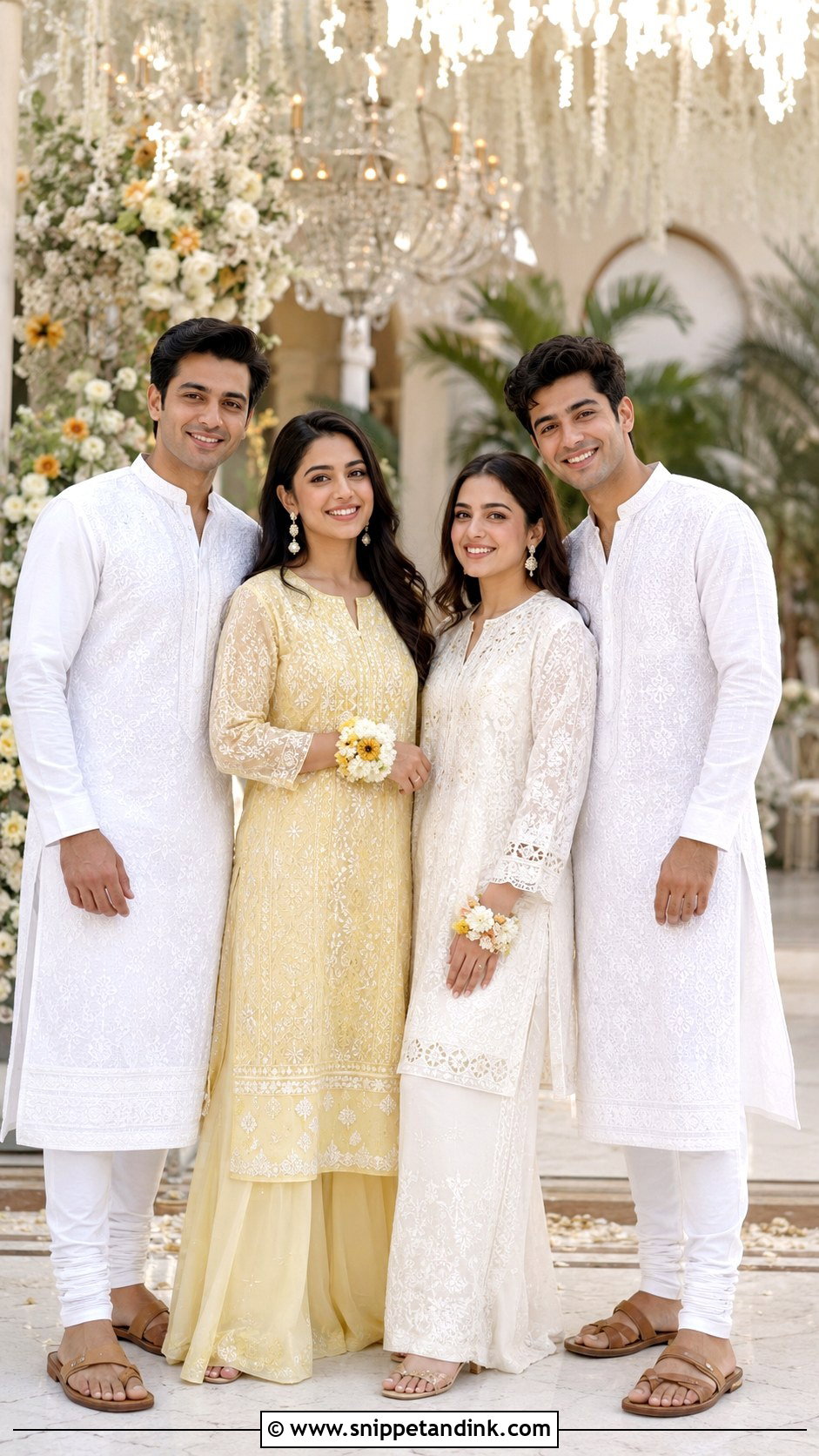Haldi Chikankari Kurta Family Outfit - Snippet and Ink - 25 Haldi Theme Dress for Family Ideas