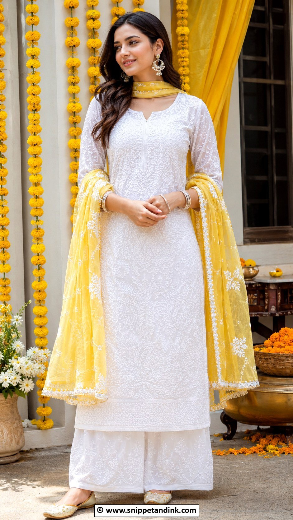 Haldi Chikankari Kurta Set - Snippet and Ink - 35 Unique Haldi Outfits