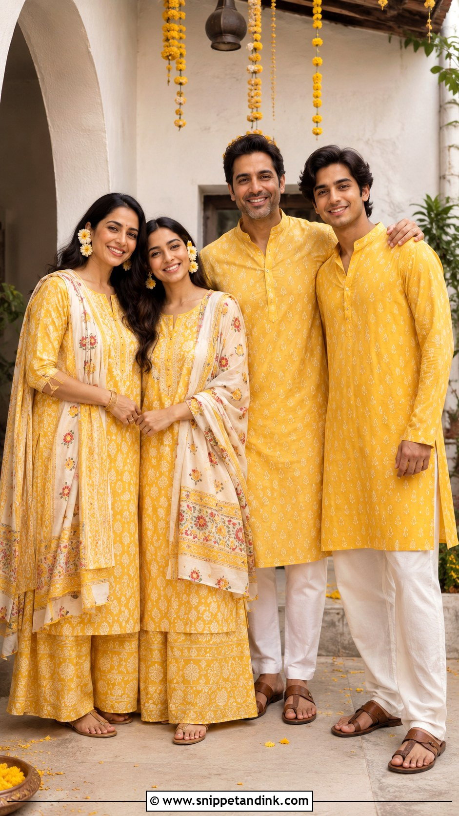 Haldi Cotton Kurta Family Outfit - Snippet and Ink - 25 Haldi Theme Dress for Family Ideas