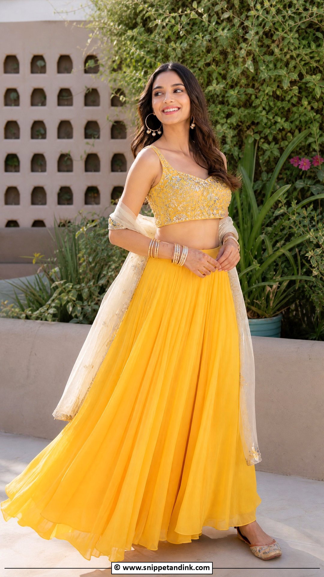 Haldi Crop Top Skirt Outfit - Snippet and Ink - 35 Haldi Ceremony Outfit Ideas