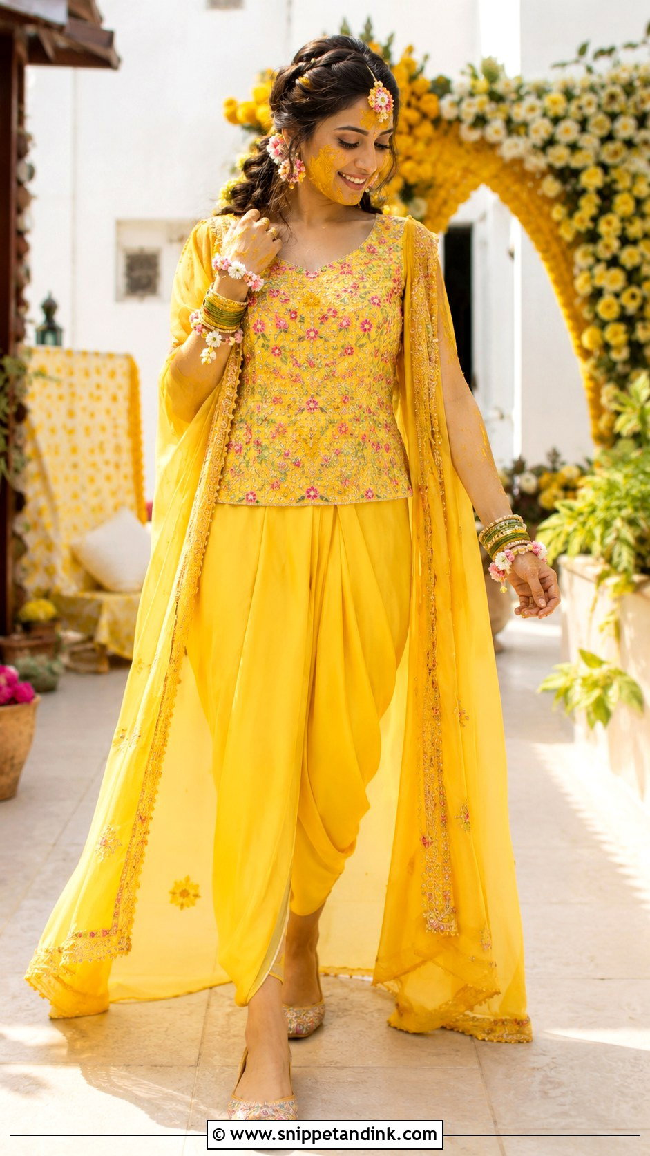 Haldi Dhoti Kurta Outfit For Bride - Snippet and Ink - 25 Trending Haldi Outfits for Bride