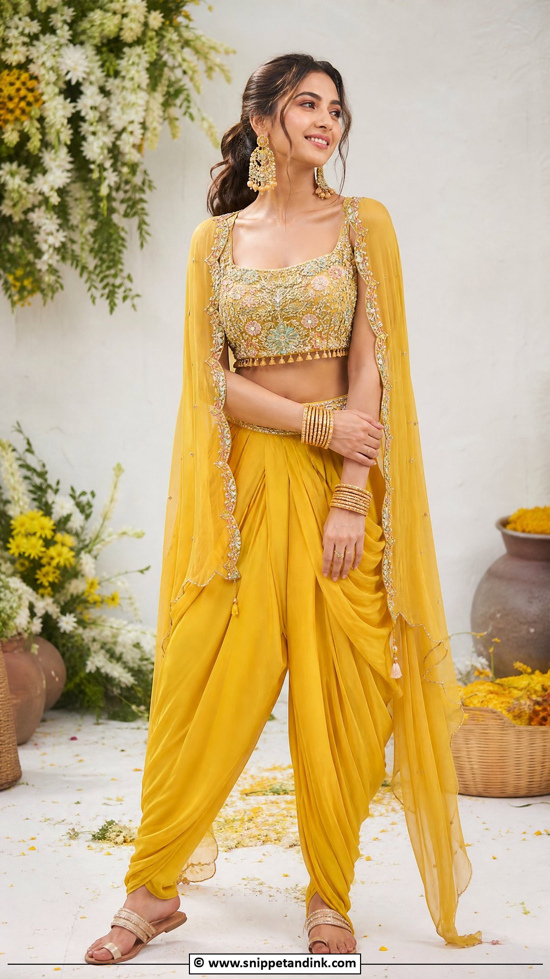 Haldi Dhoti Pants Outfit - Snippet and Ink - 35 Haldi Ceremony Outfit Ideas