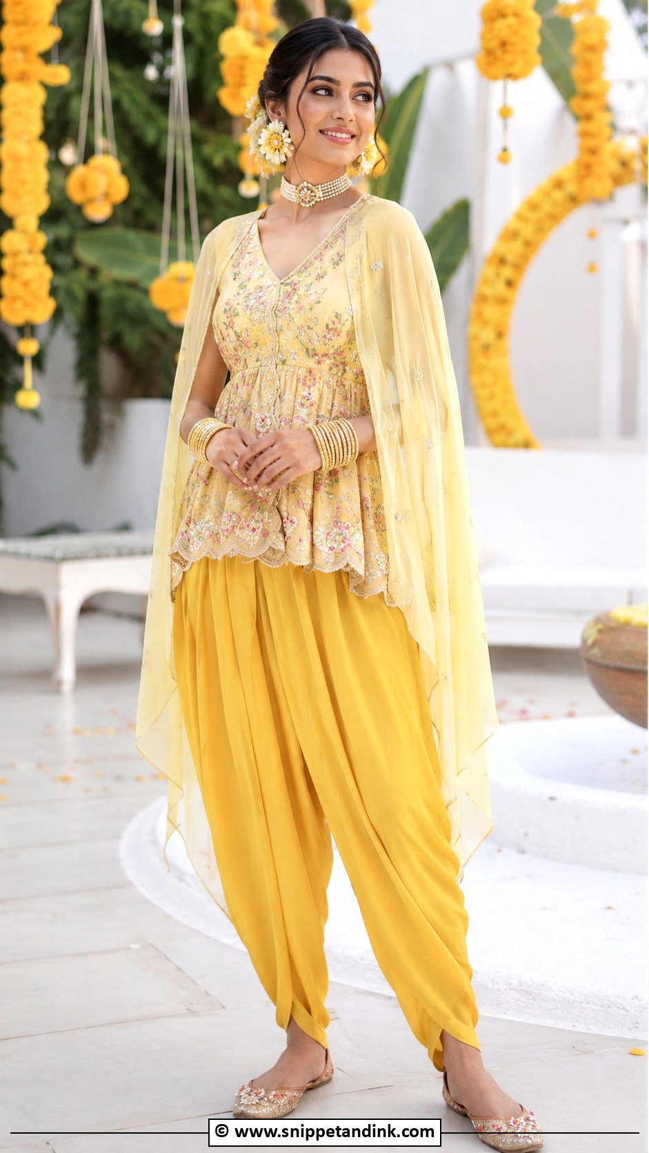 Haldi Dhoti Set For Bride - Snippet and Ink - 30 Haldi Outfit Ideas for Bride