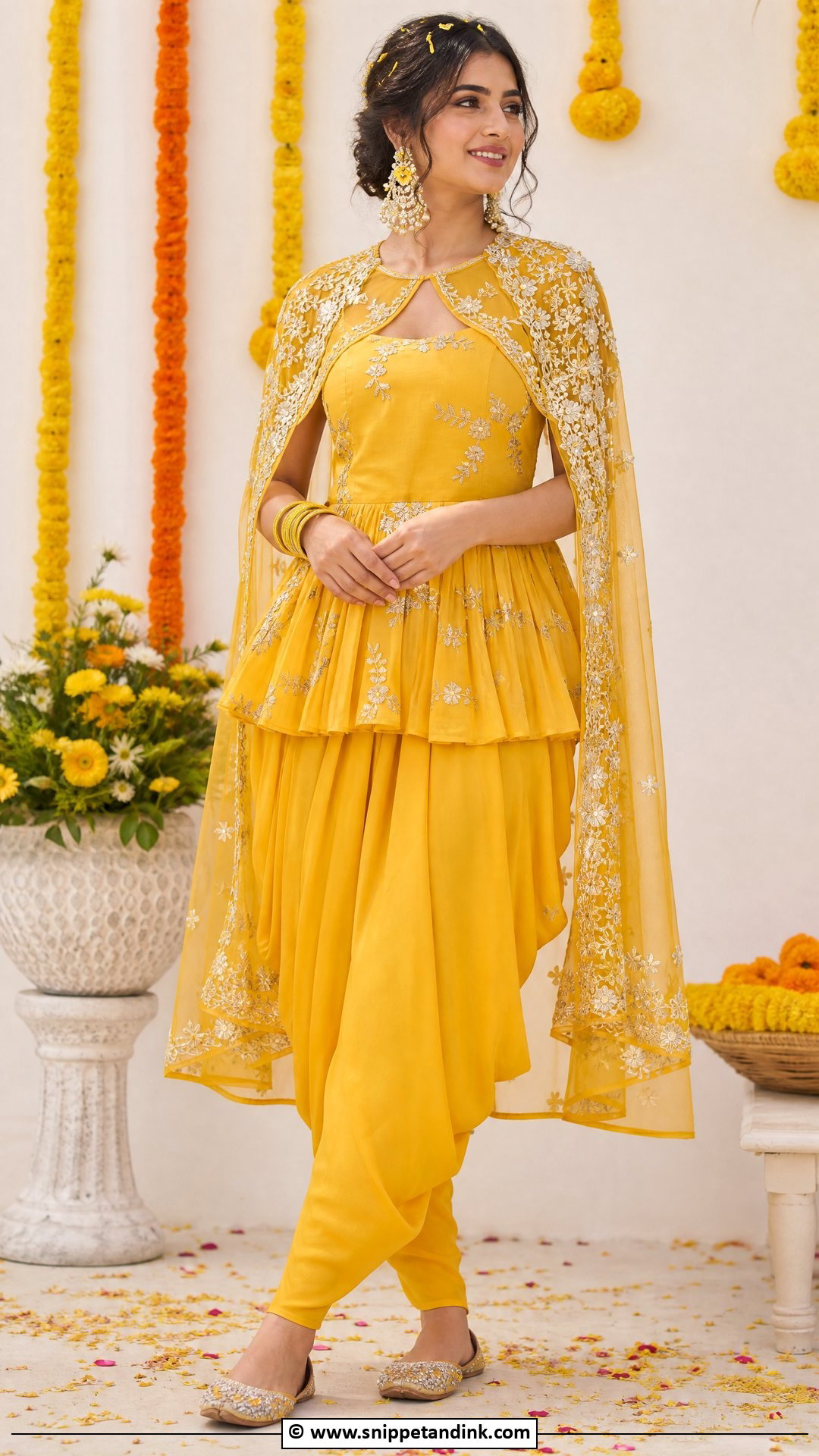 Haldi Dhoti Set For Women - Snippet and Ink - 35 Latest Haldi Outfits