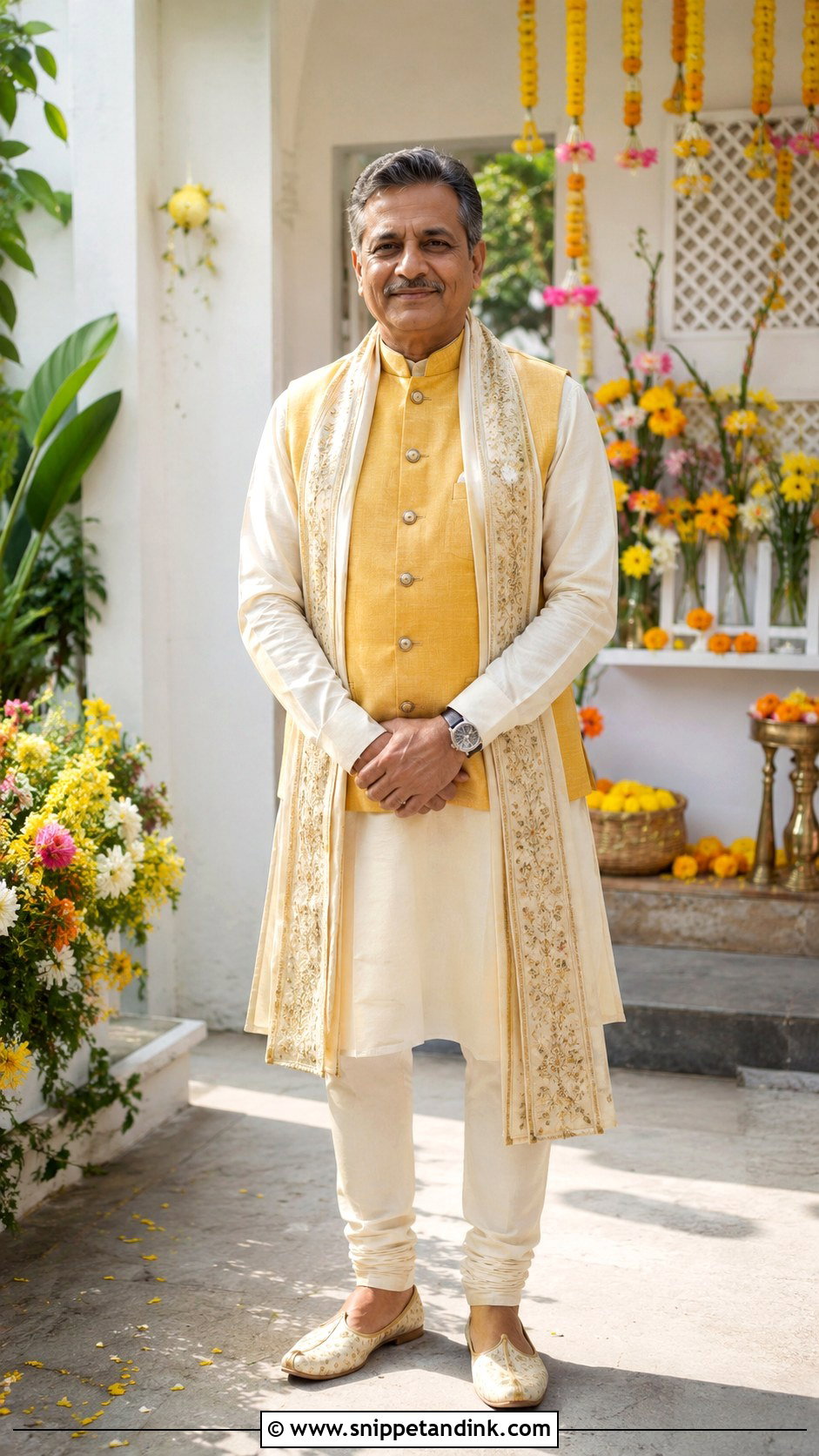 Haldi Father Of The Bride Kurta Outfit - Snippet and Ink - 25 Haldi Theme Dress for Family Ideas