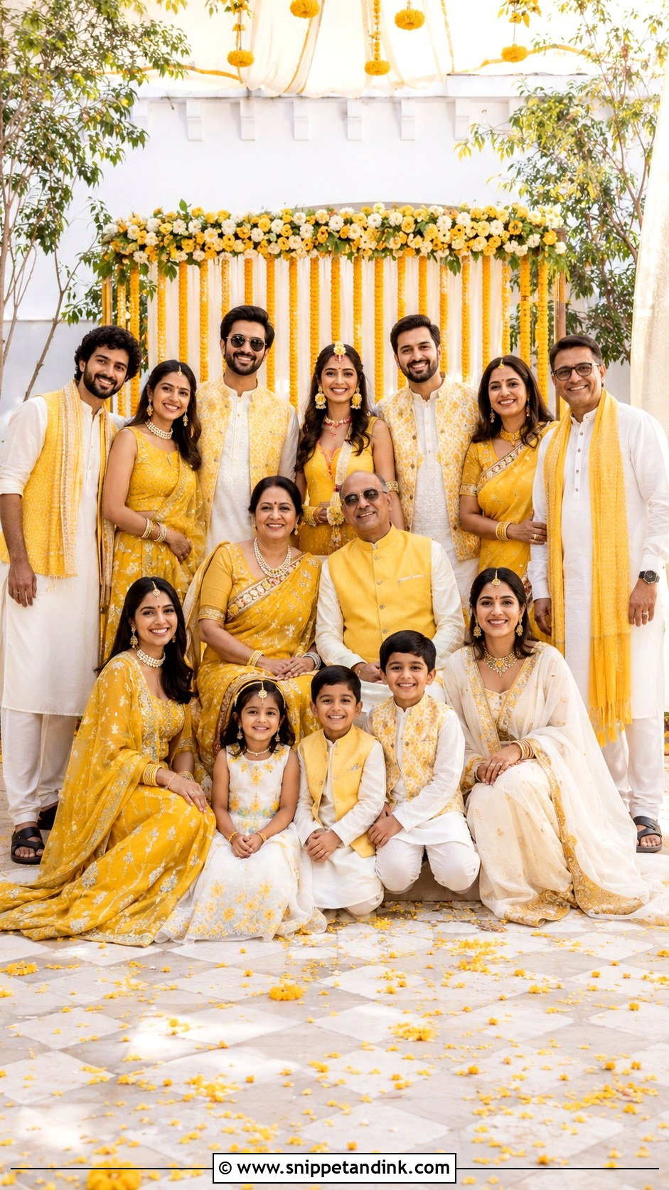 Haldi Full Family Coordinated Outfit - Snippet and Ink - 25 Haldi Theme Dress for Family Ideas