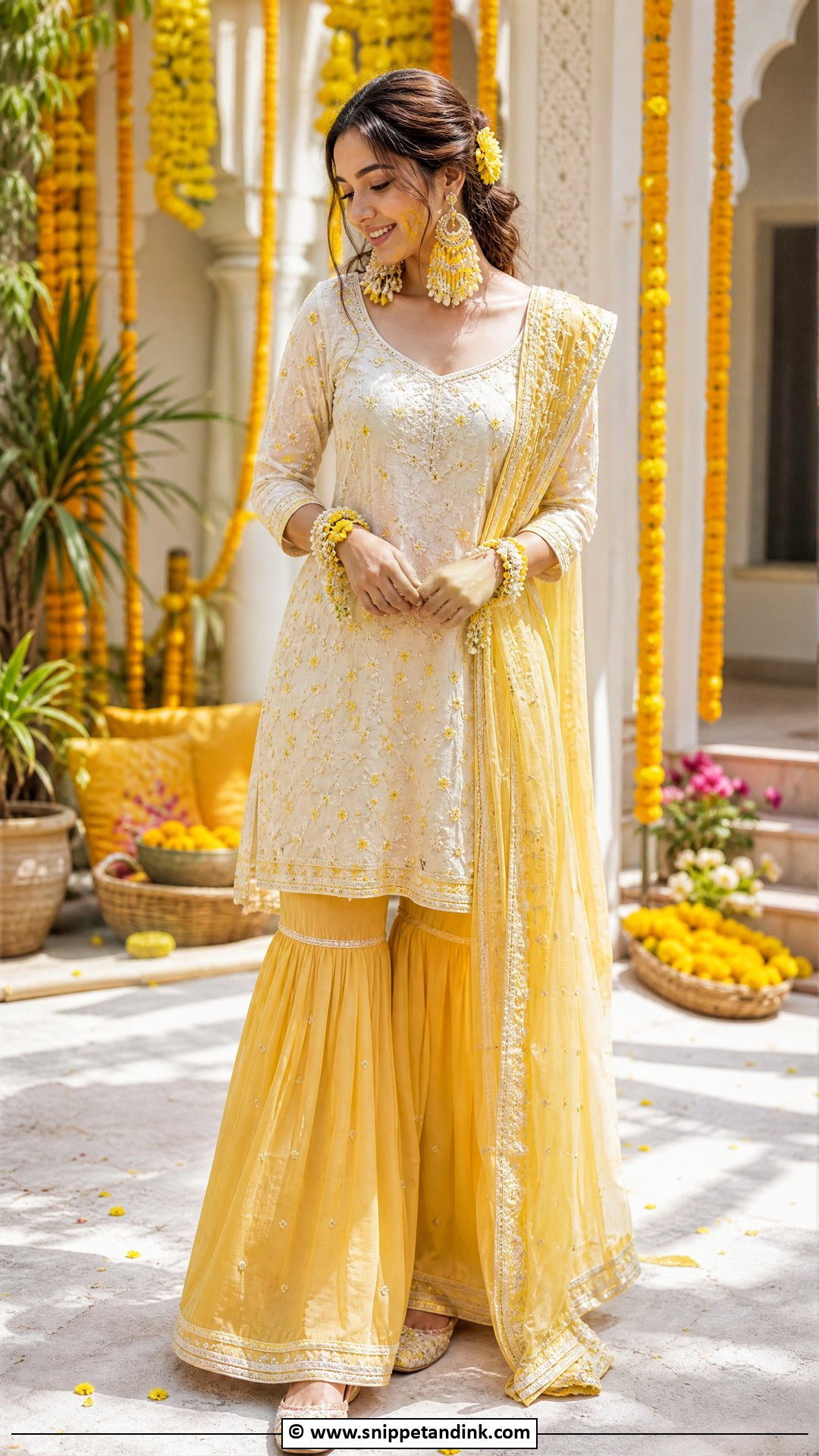 Haldi Gharara Outfit - Snippet and Ink - 35 Haldi Ceremony Outfit Ideas