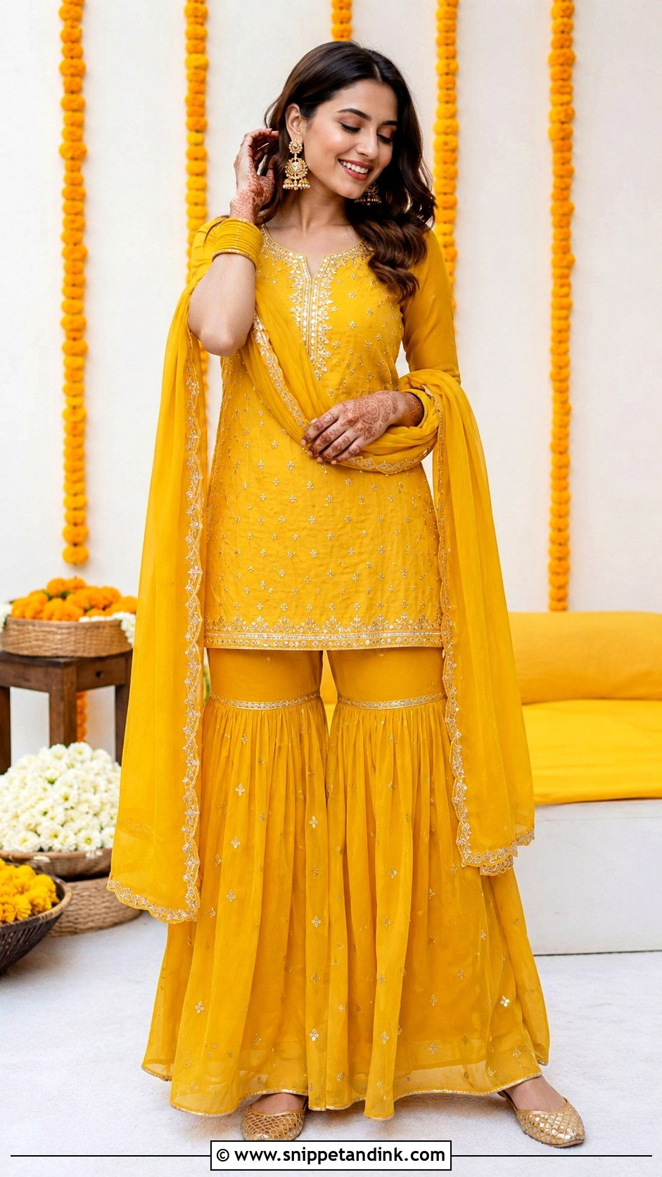 Haldi Gharara Outfit - Snippet and Ink - 30 Haldi Function Dress Ideas