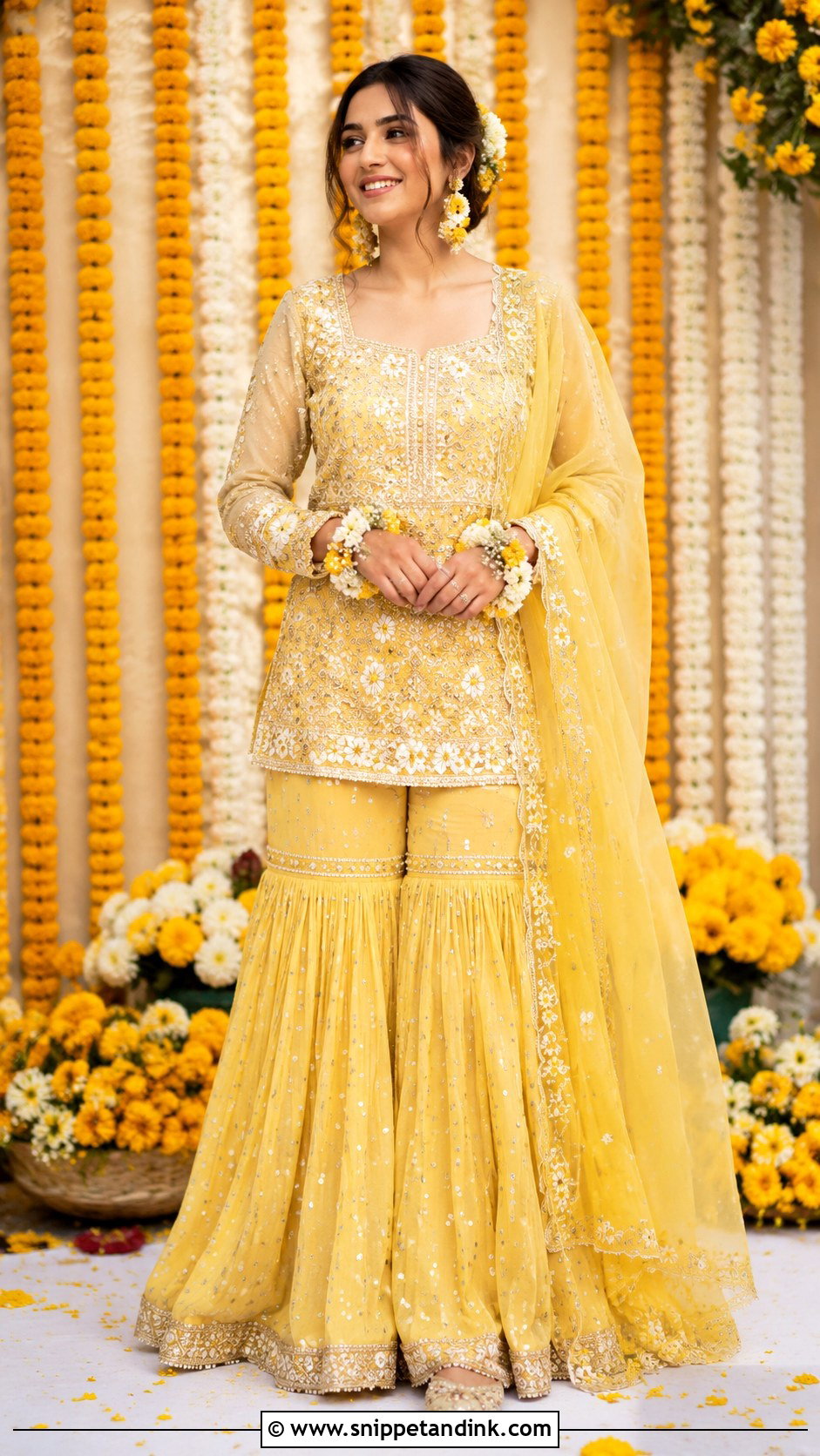 Haldi Gharara Outfit For Bride - Snippet and Ink - 25 Trending Haldi Outfits for Bride