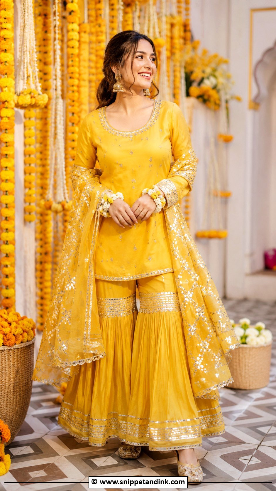 Haldi Gharara Outfit - Snippet and Ink - 30 Haldi Dress Ideas for Bride