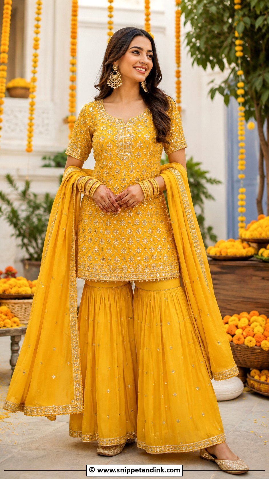 Haldi Gharara With Short Kurti - Snippet and Ink - 35 Unique Haldi Outfits