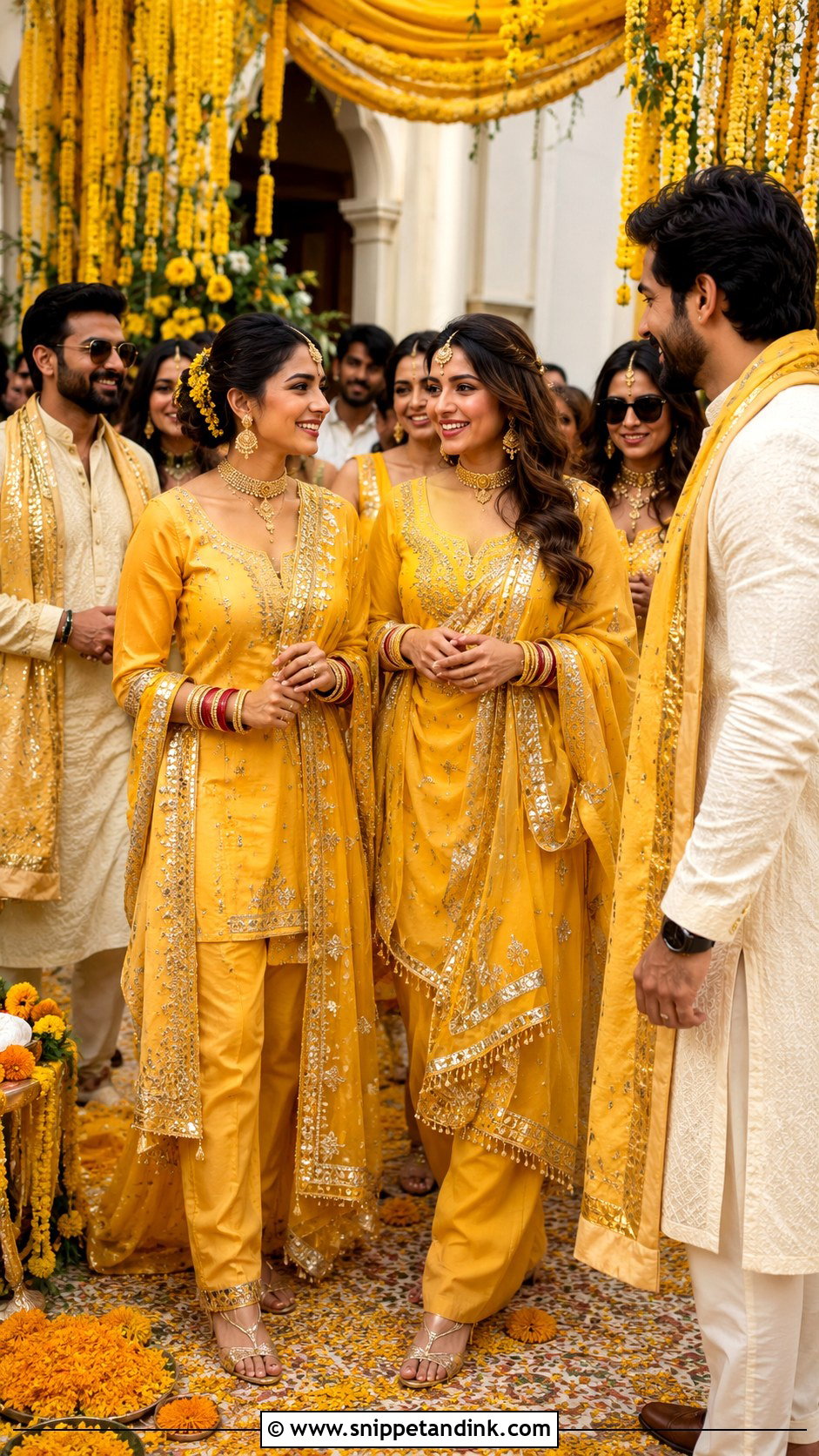 Haldi Gota Patti Suit Family Outfit - Snippet and Ink - 25 Haldi Theme Dress for Family Ideas