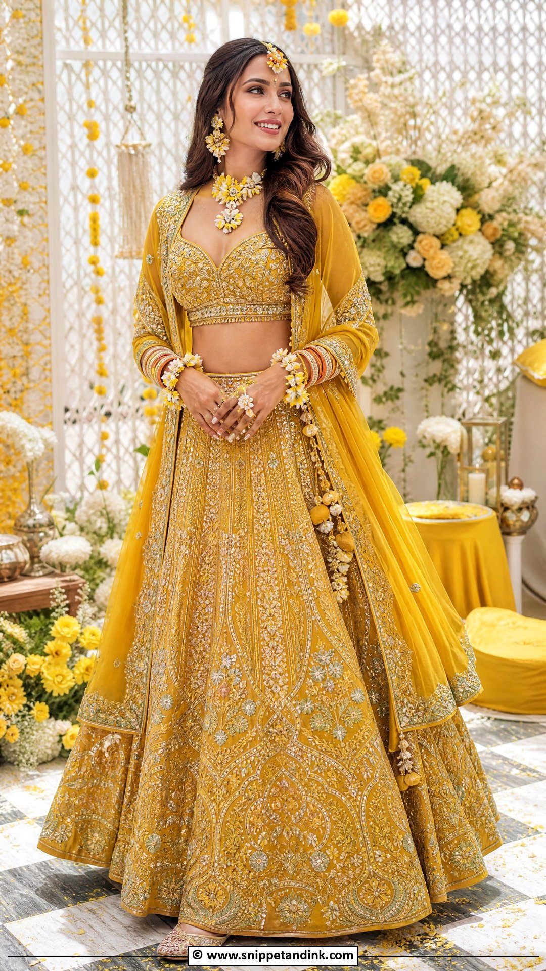 Haldi Heavy Lehenga For Bride - Snippet and Ink - 35 Haldi Dress for Bride Ideas