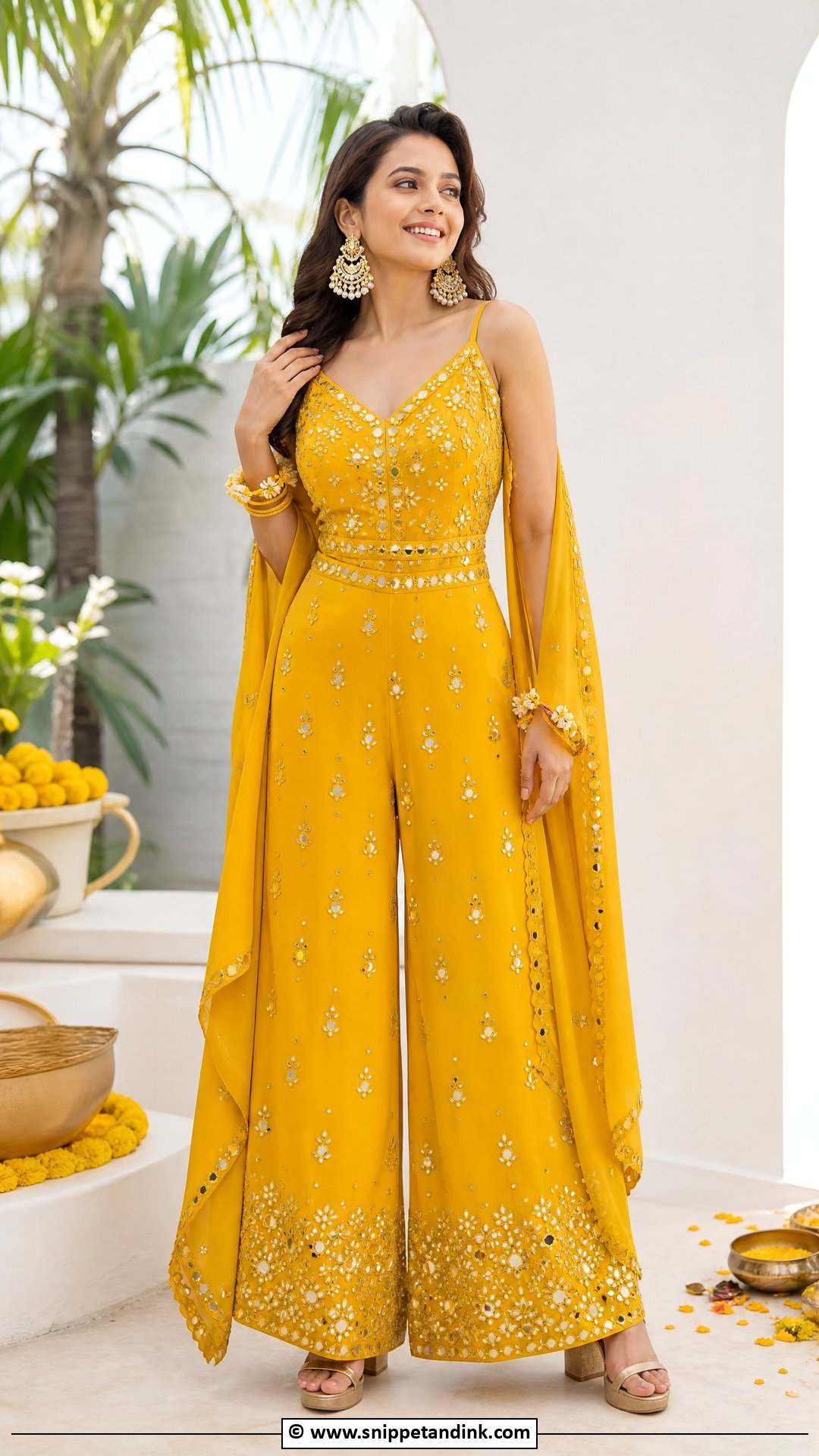 Haldi Indo Western Jumpsuit Outfit - Snippet and Ink - 35 Haldi Ceremony Outfit Ideas