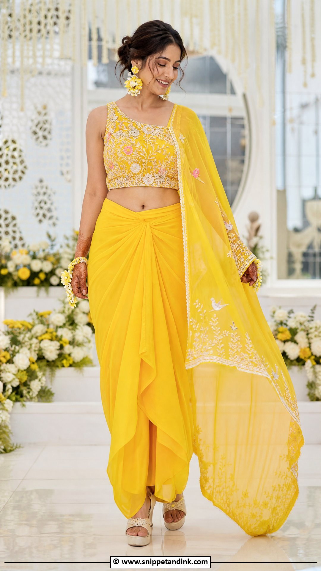 Haldi Indo Western Outfit For Bride - Snippet and Ink - 35 Haldi Dress for Bride Ideas