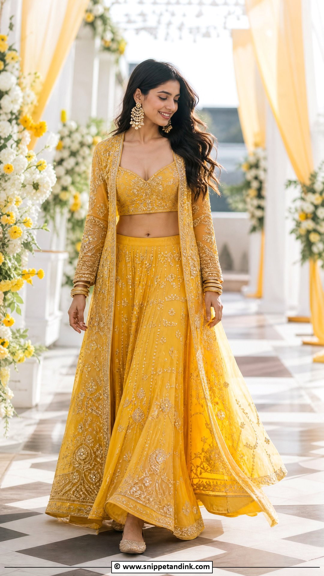 Haldi Jacket Lehenga Outfit - Snippet and Ink - 35 Haldi Ceremony Outfit Ideas