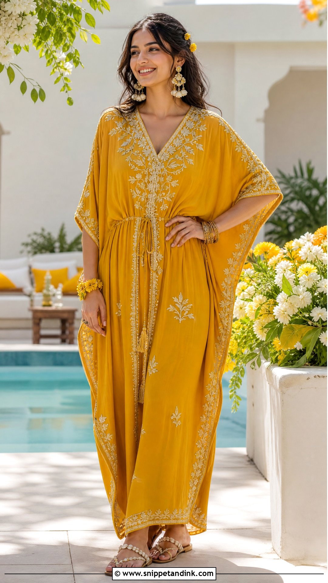 Haldi Kaftan Dress - Snippet and Ink - 25 Dress for Haldi Ideas
