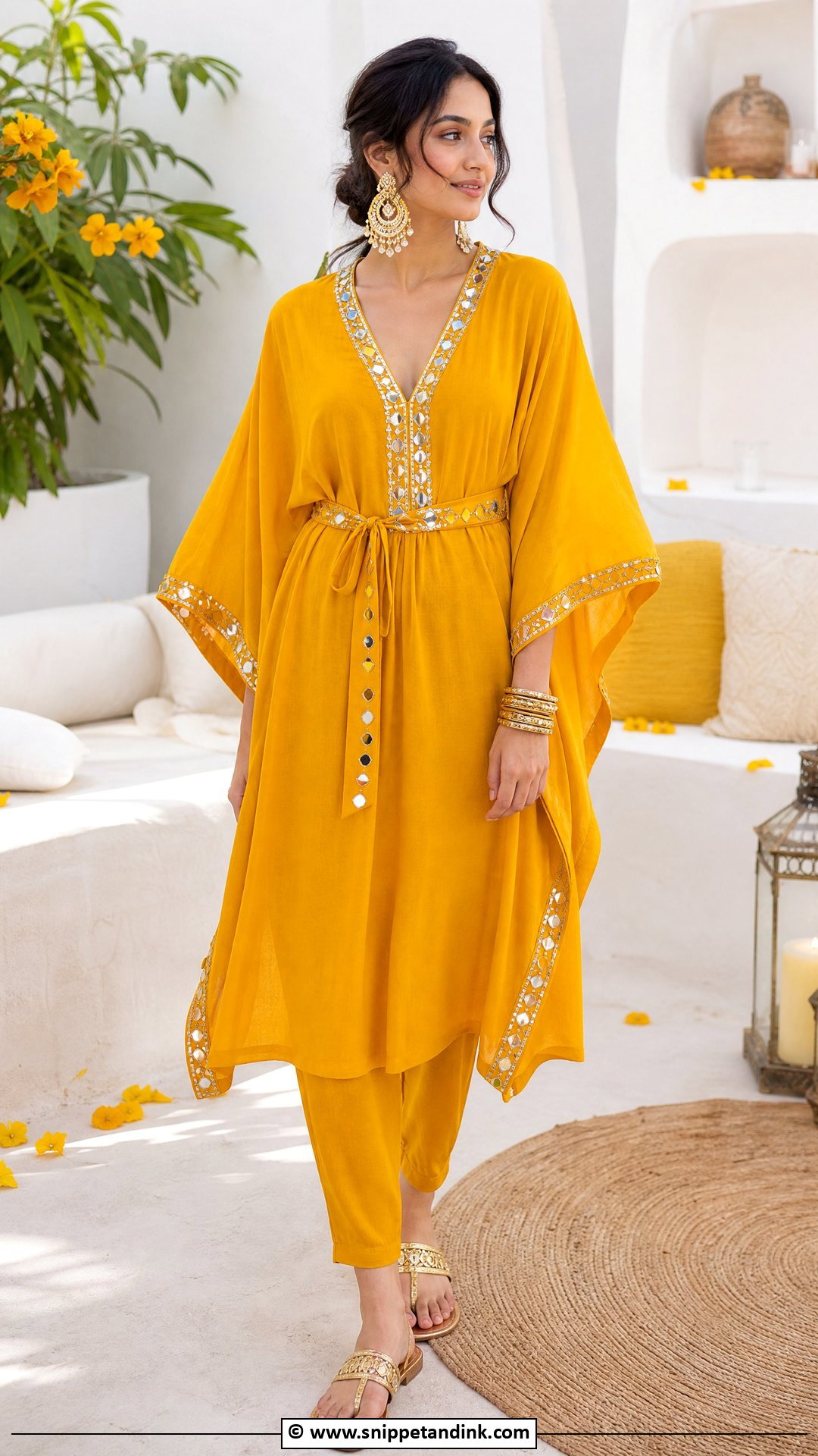 Haldi Kaftan Outfit - Snippet and Ink - 35 Haldi Ceremony Outfit Ideas